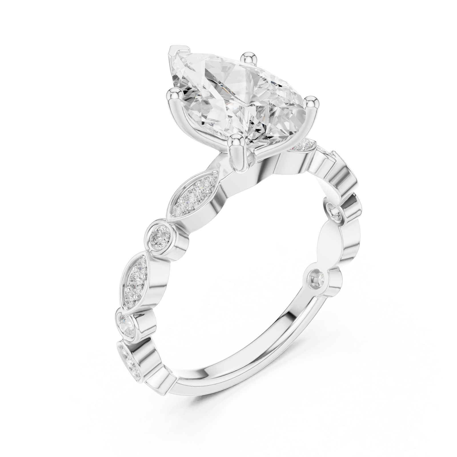  White Gold Celestial Whimsy Round Accent Band Right View