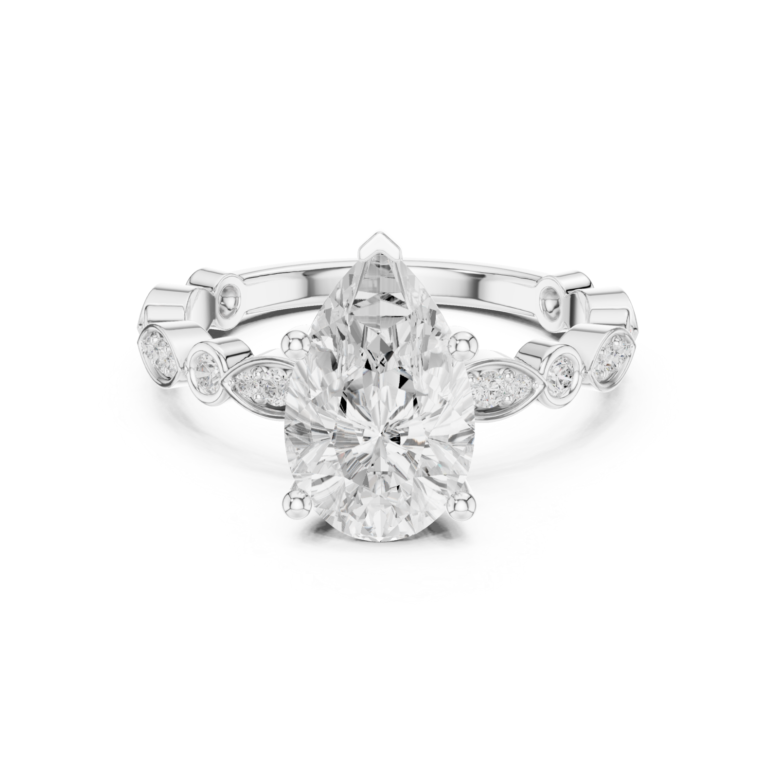  White Gold Celestial Whimsy Round Accent Band Front View