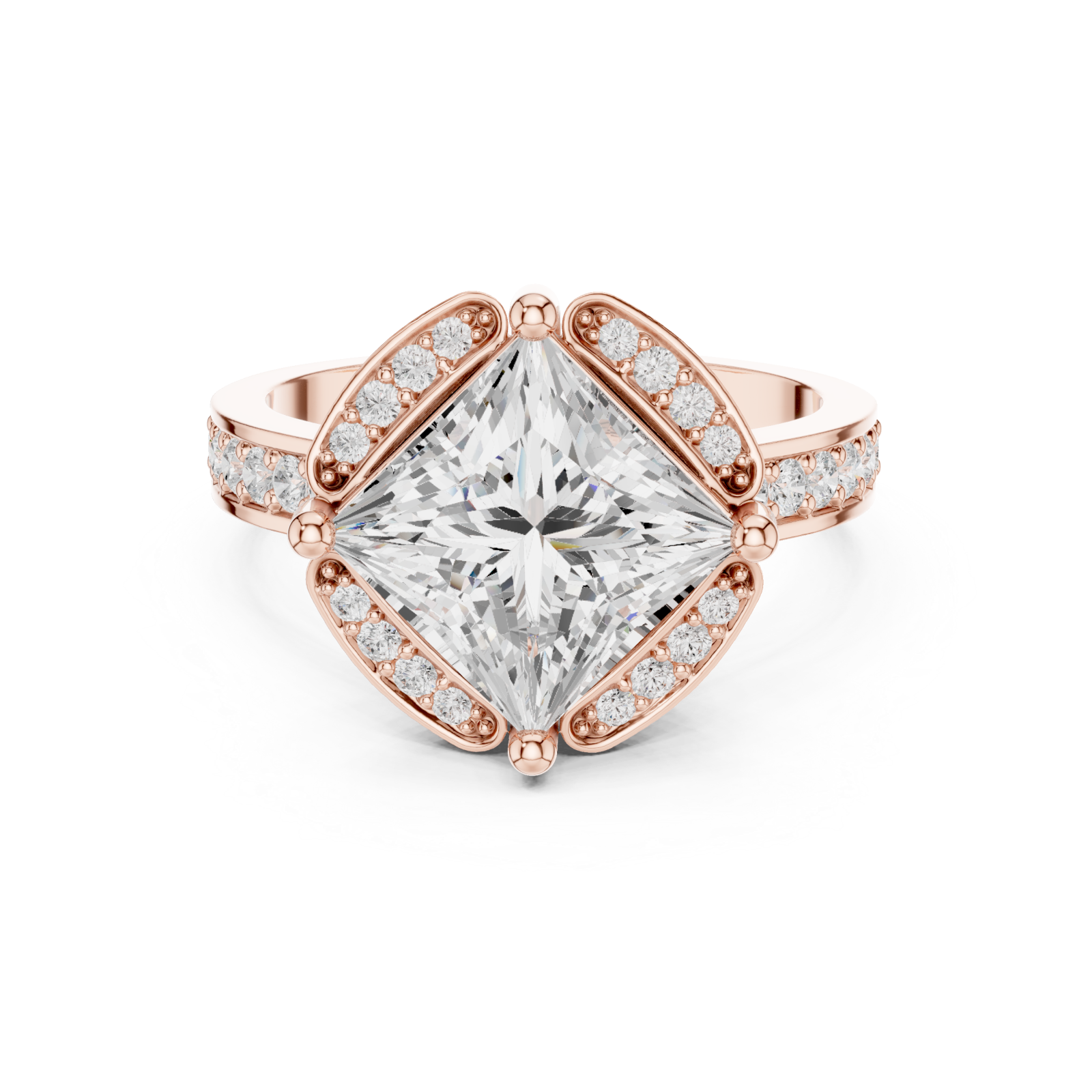  Rose Gold Luminous Crown Signature Solitaire Band Front View