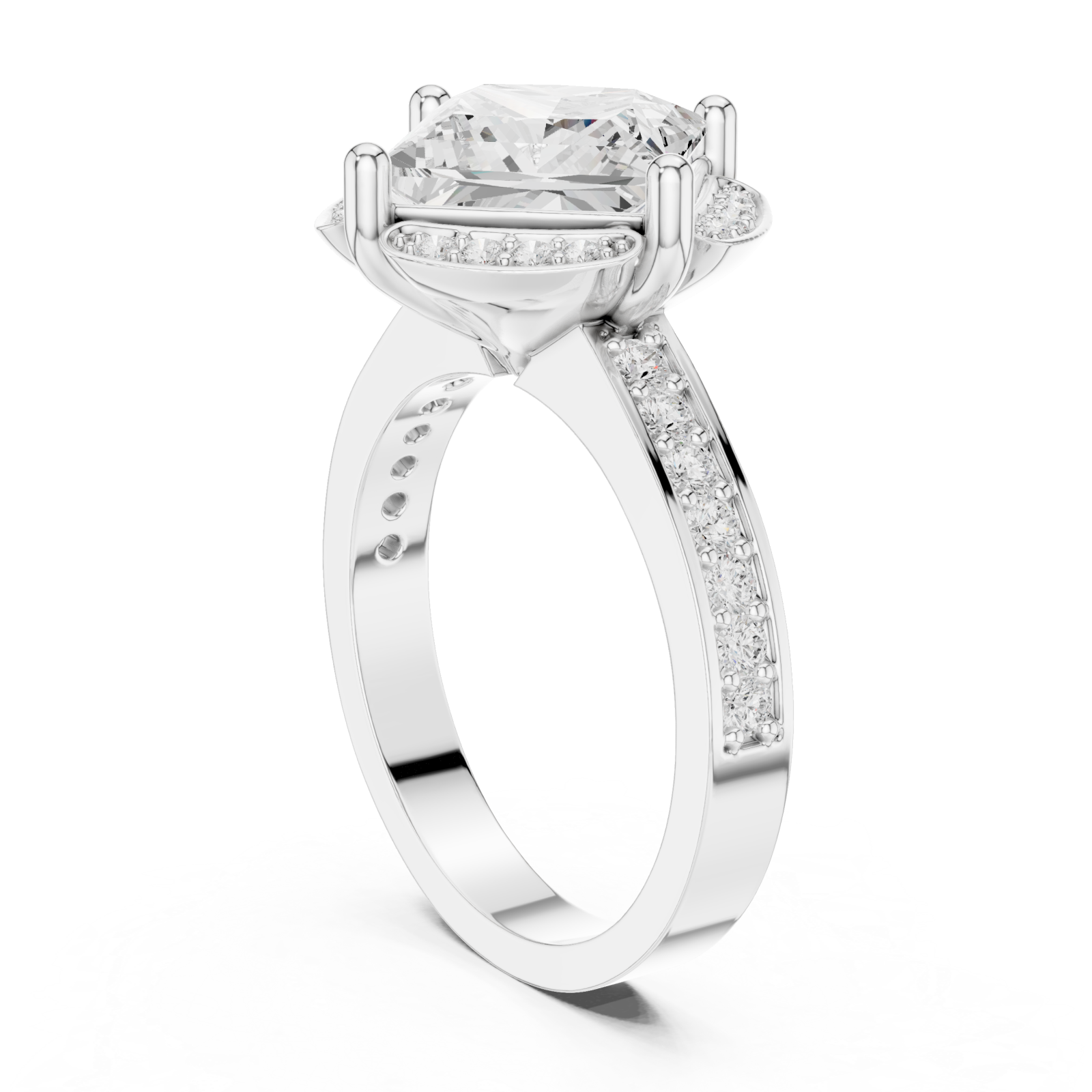  White Gold Luminous Crown Signature Solitaire Band Left View