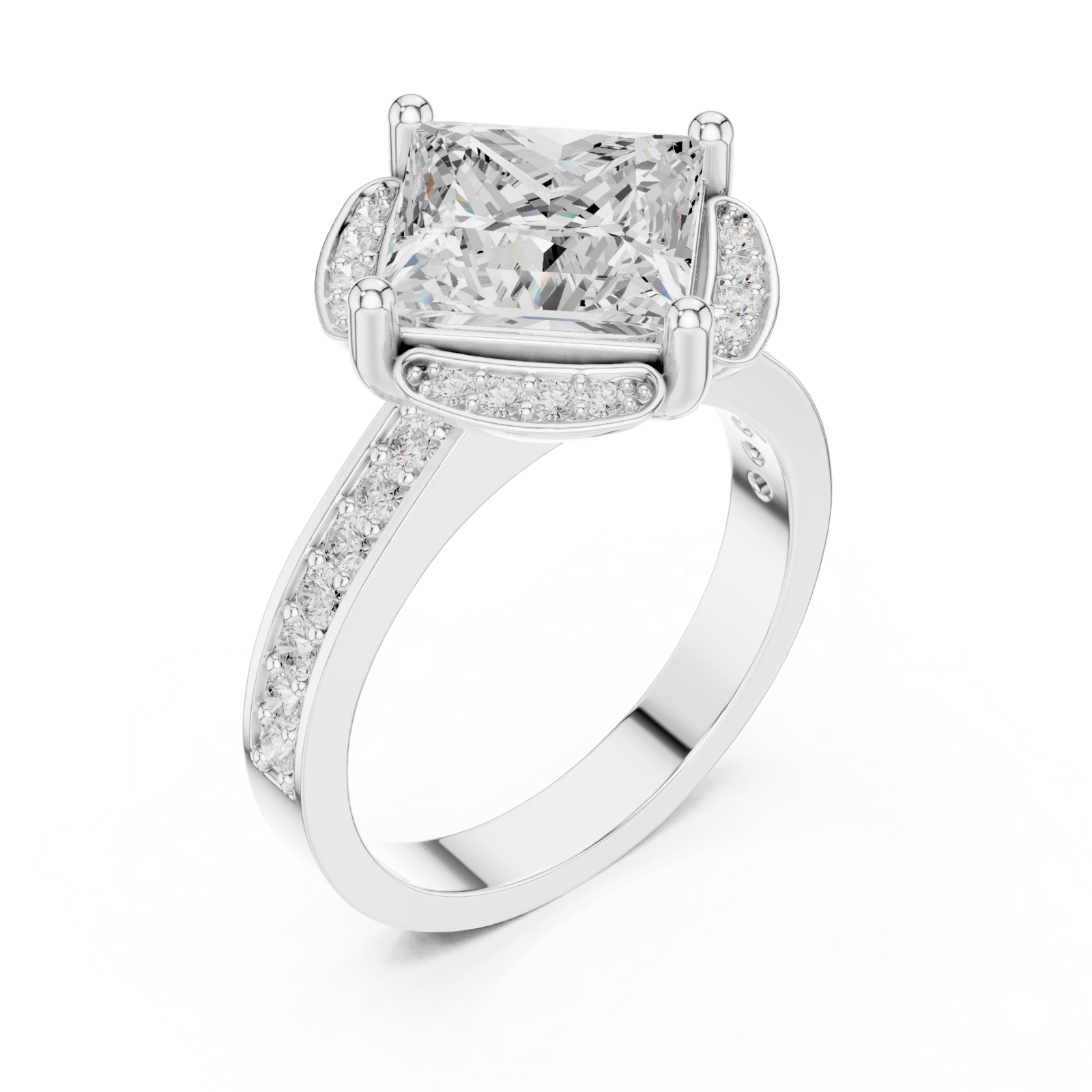  White Gold Luminous Crown Signature Solitaire Band Right View