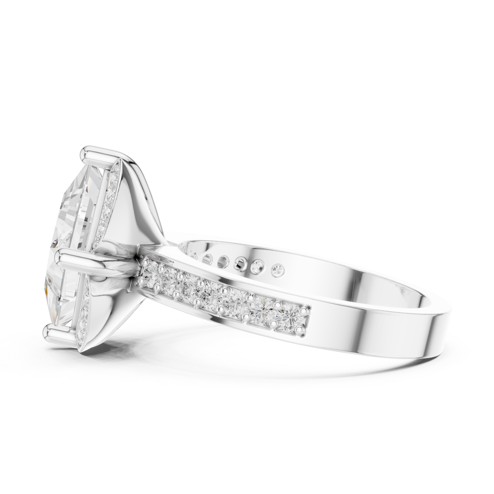  White Gold Luminous Crown Signature Solitaire Band Side View