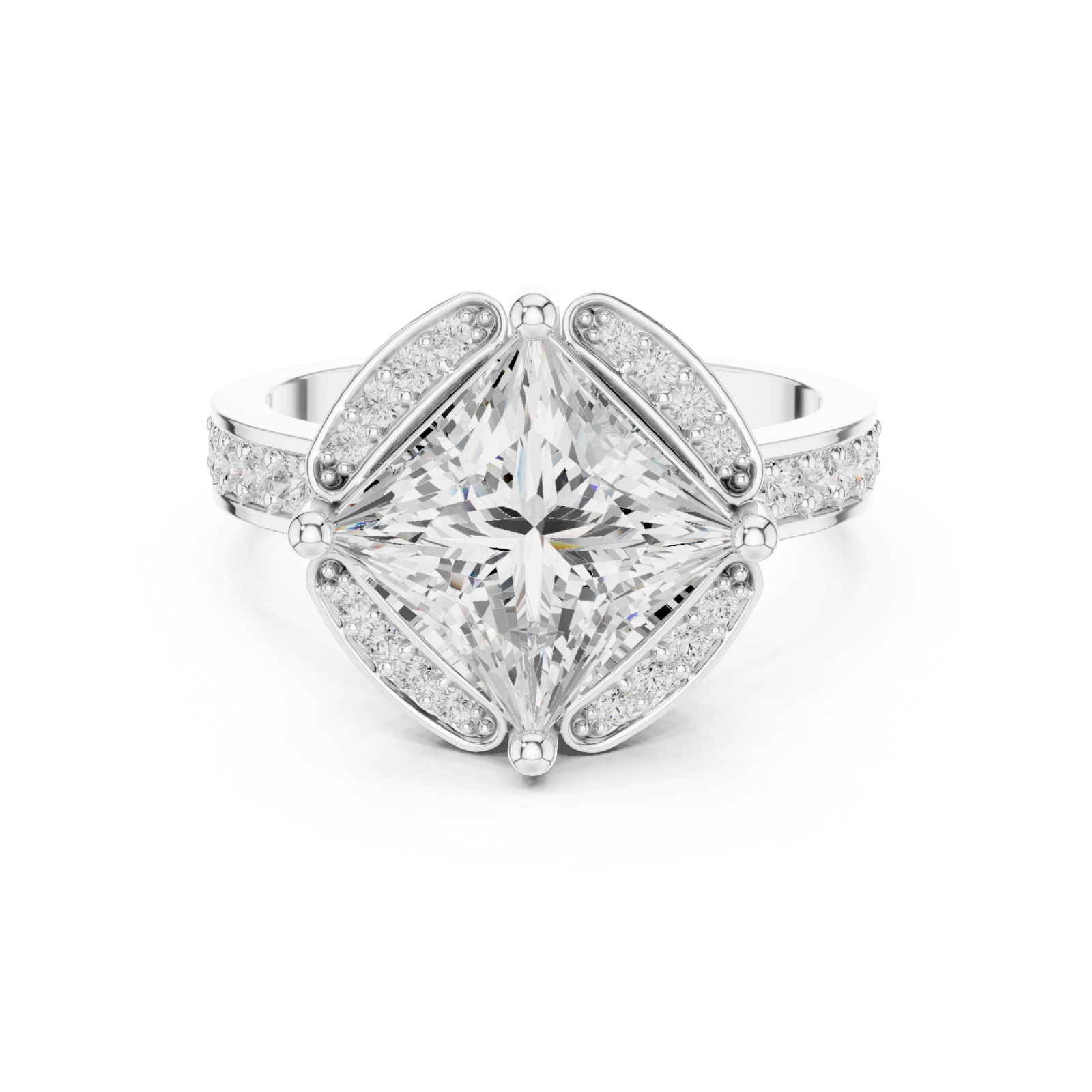  White Gold Luminous Crown Signature Solitaire Band Front View