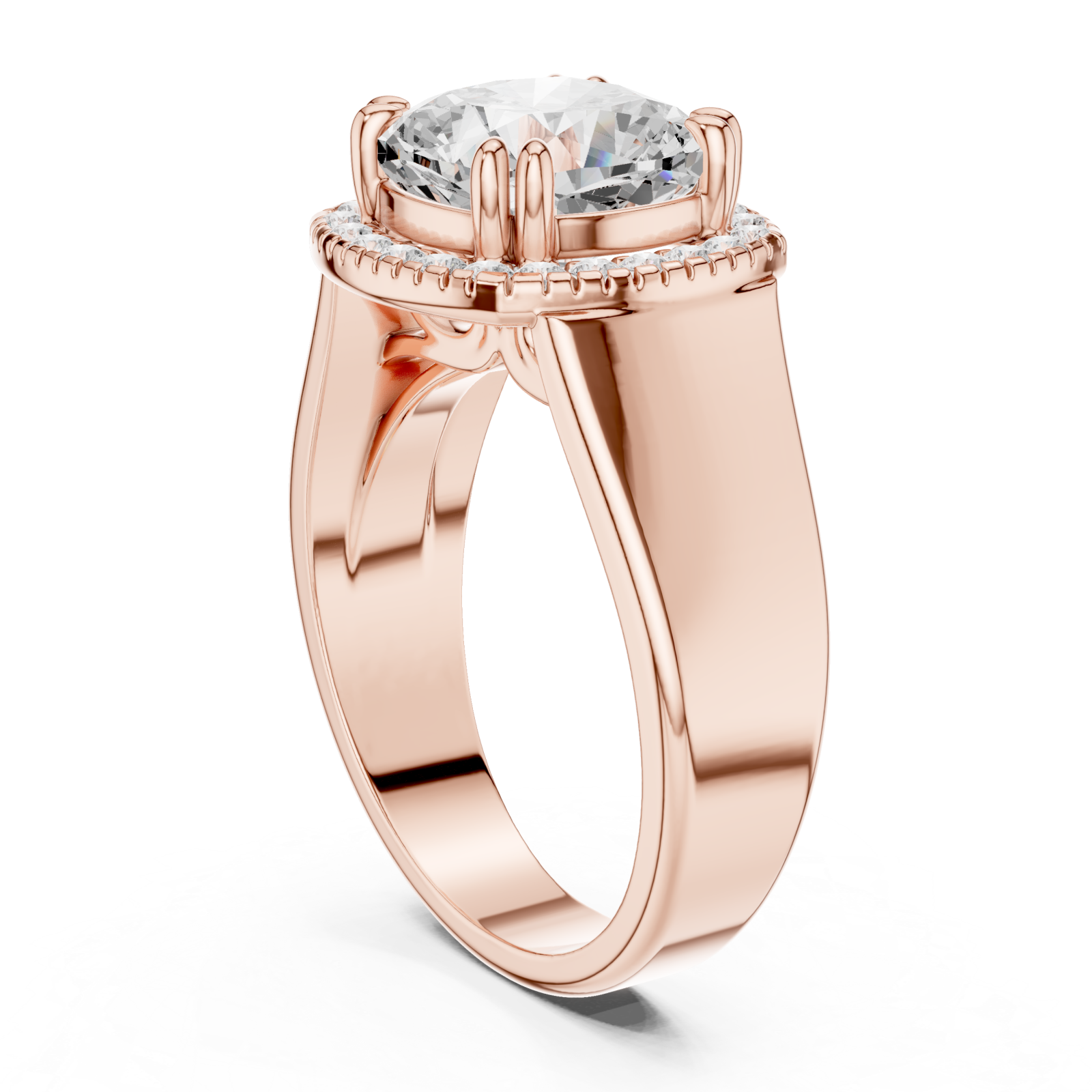  Rose Gold Classic Halo Radiance Ring Left View