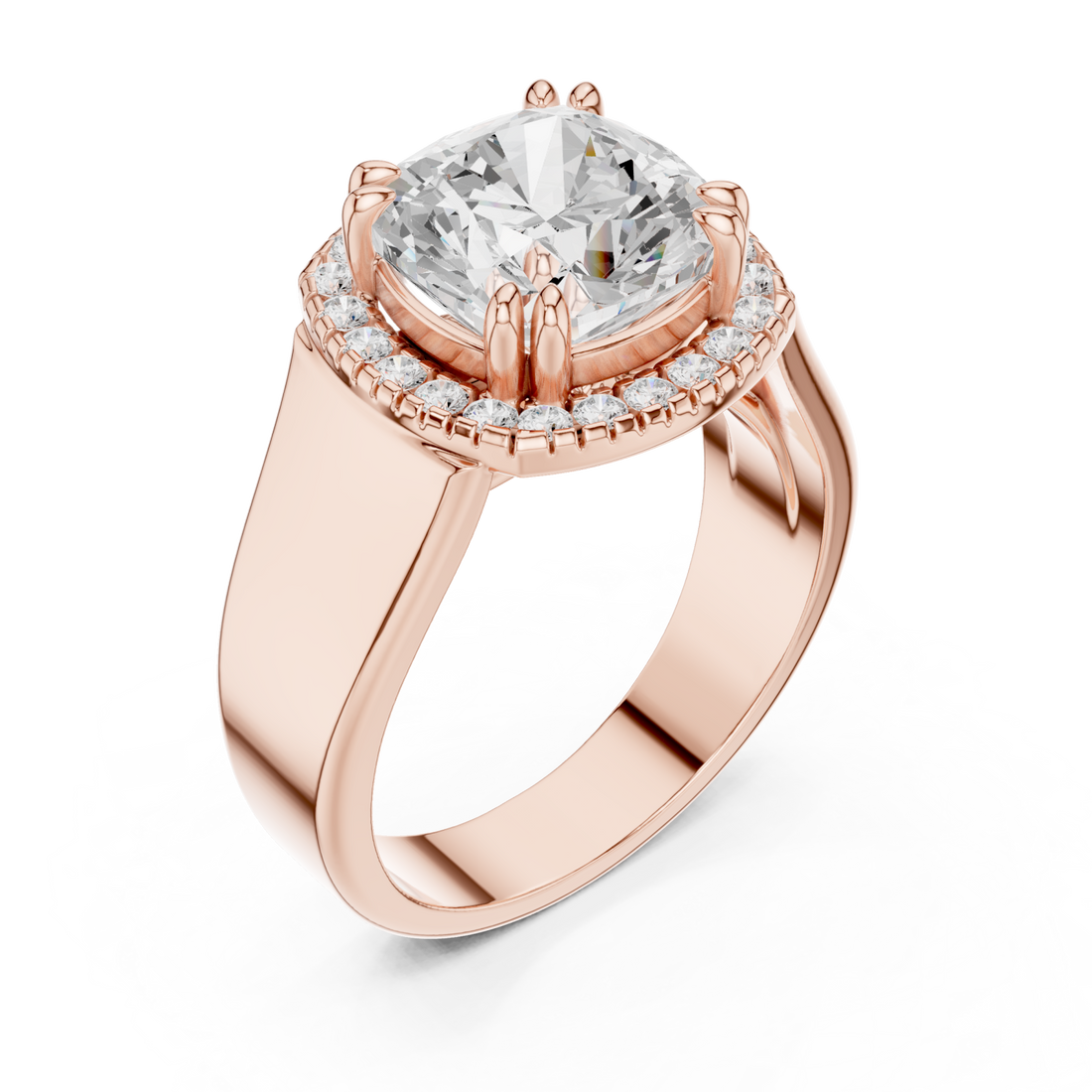 Rose Gold Classic Halo Radiance Ring Right View