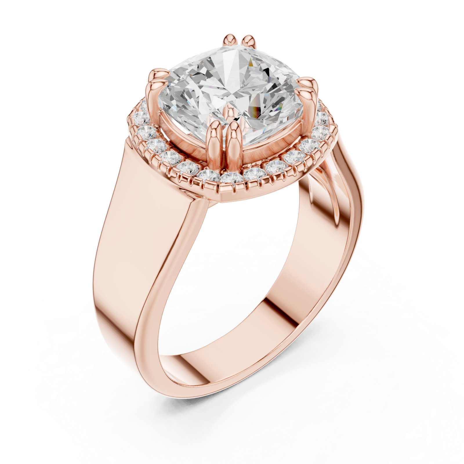  Rose Gold Classic Halo Radiance Ring Right View