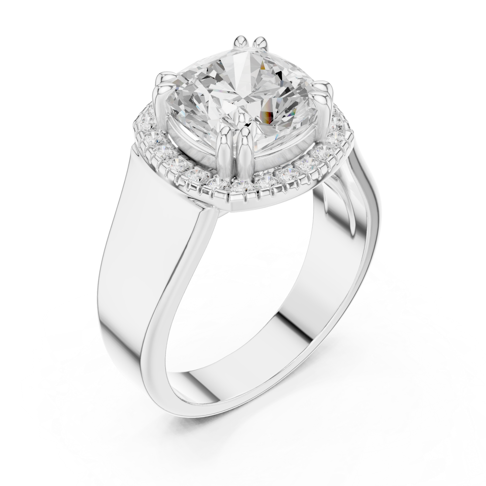  White Gold Classic Halo Radiance Ring Right View