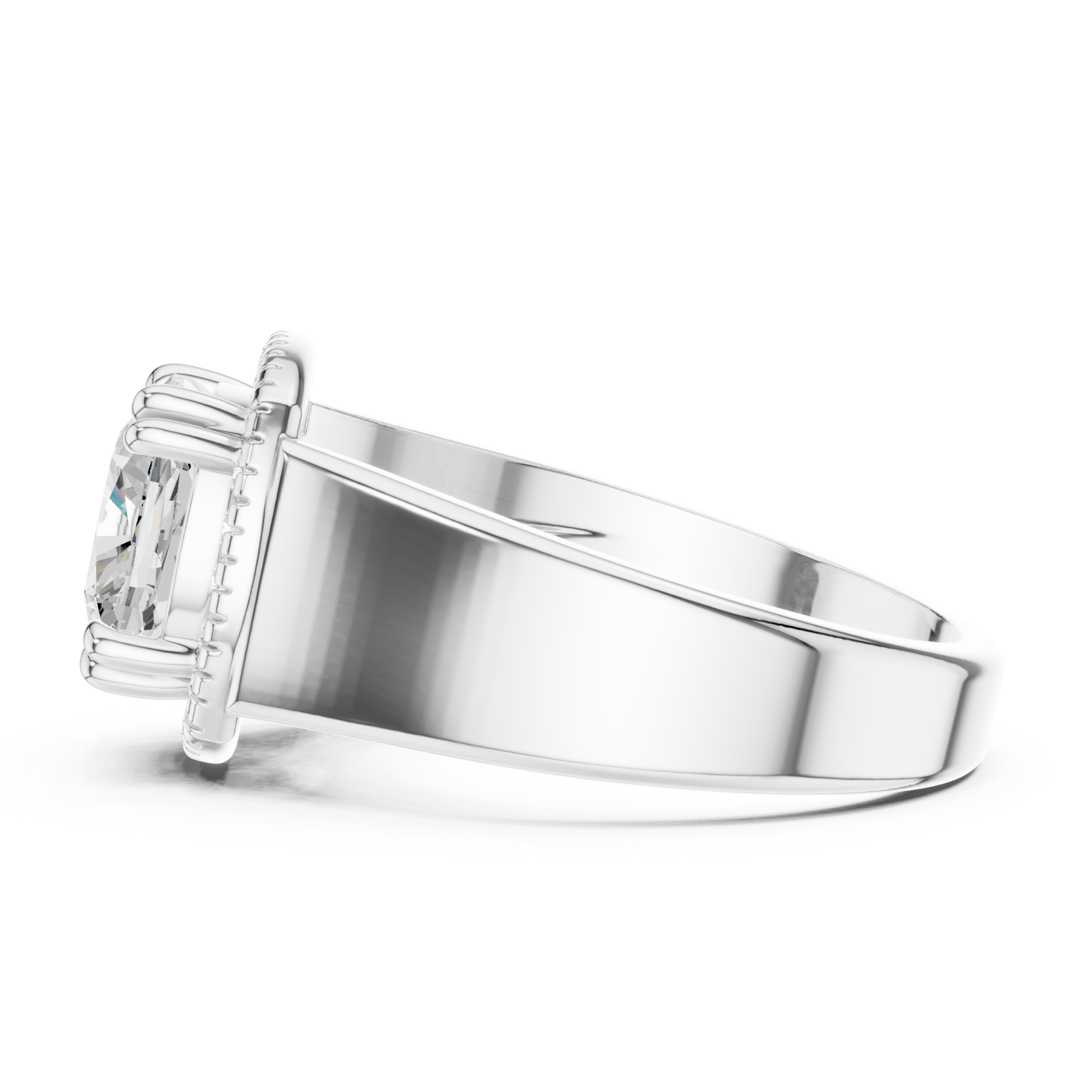  White Gold Classic Halo Radiance Ring Side View
