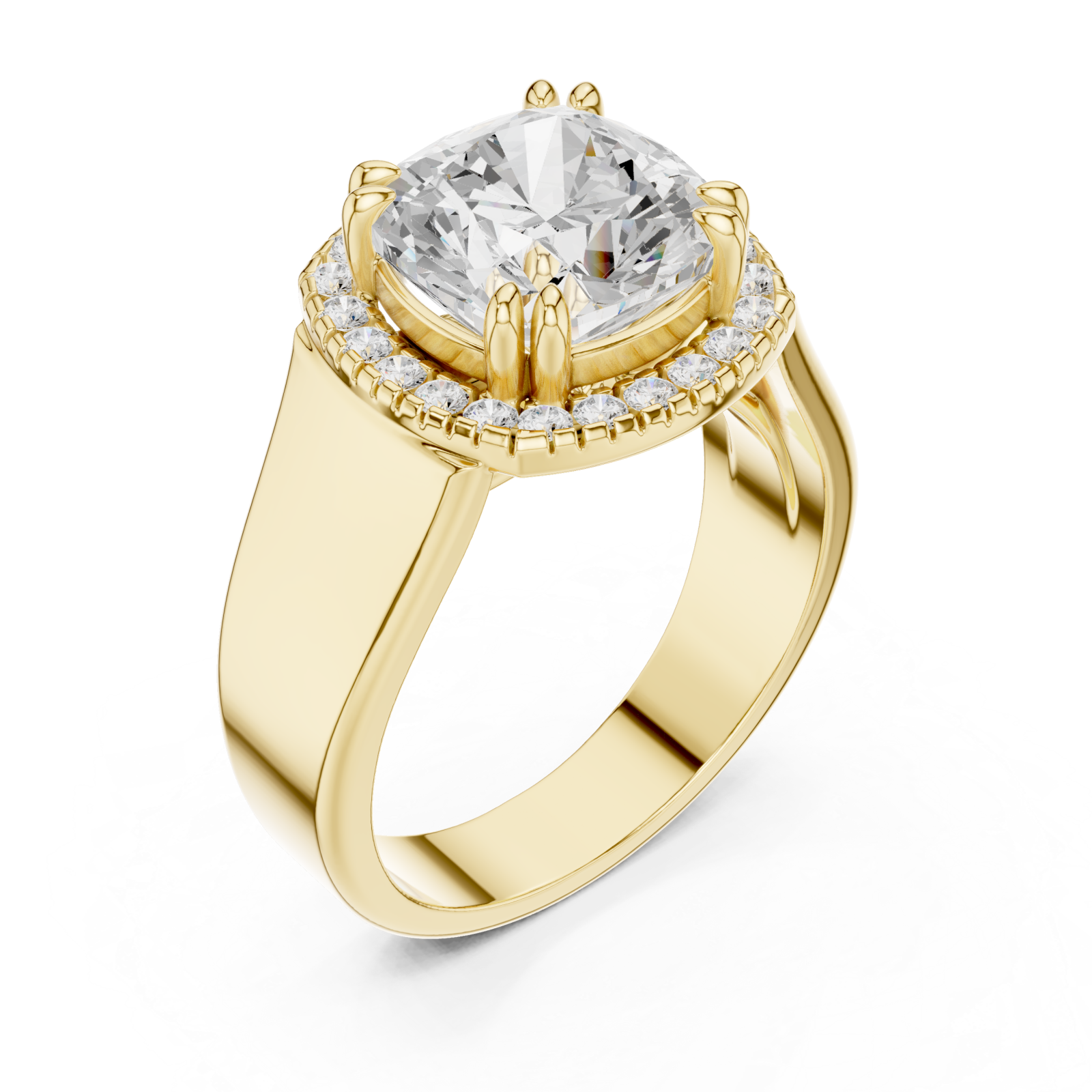 Gold Classic Halo Radiance Ring Right View