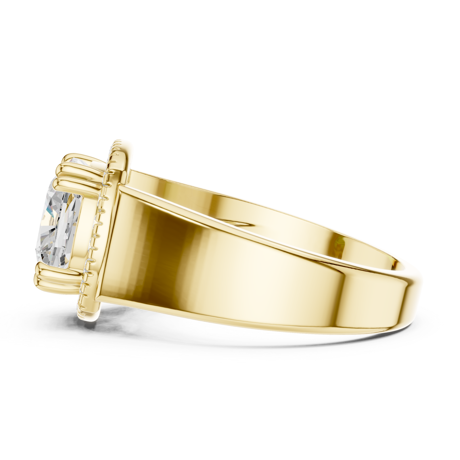  Gold Classic Halo Radiance Ring Side View