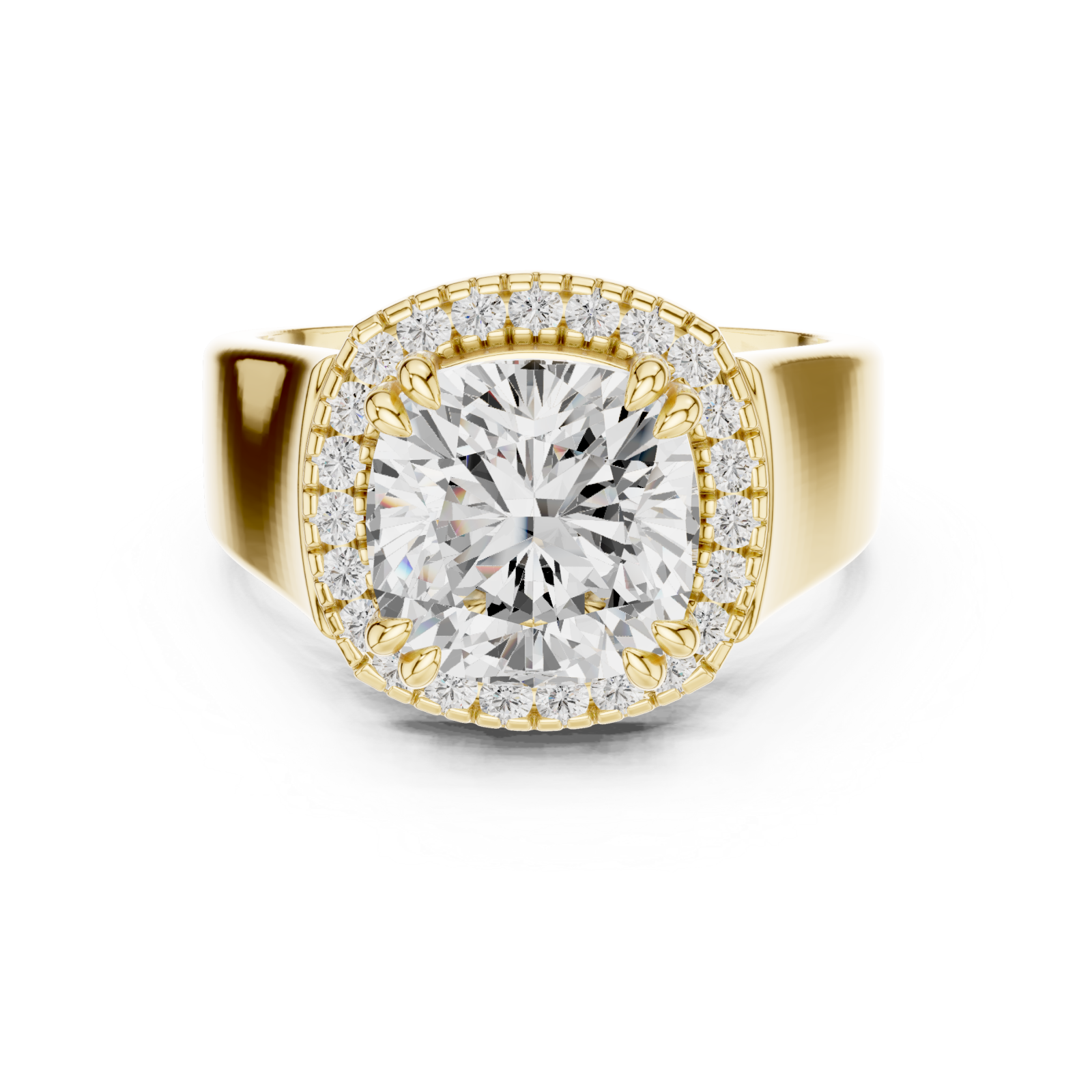  Gold Classic Halo Radiance Ring Front View