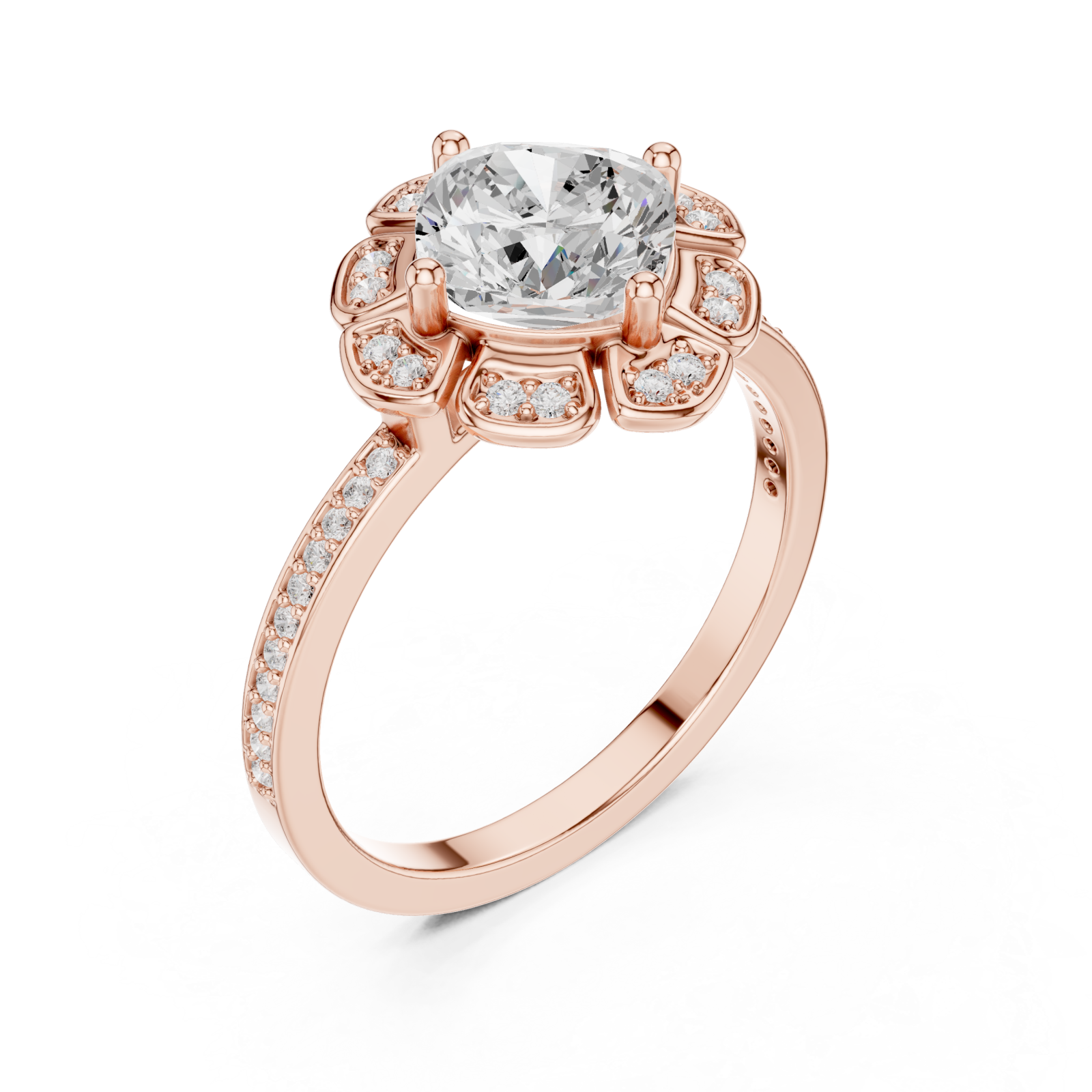  Rose Gold Midnight Floral Embrace Solitaire Band Right View