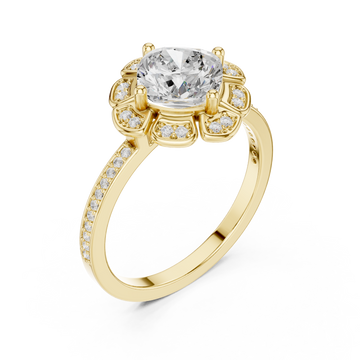 Gold Midnight Floral Embrace Solitaire Band Right View