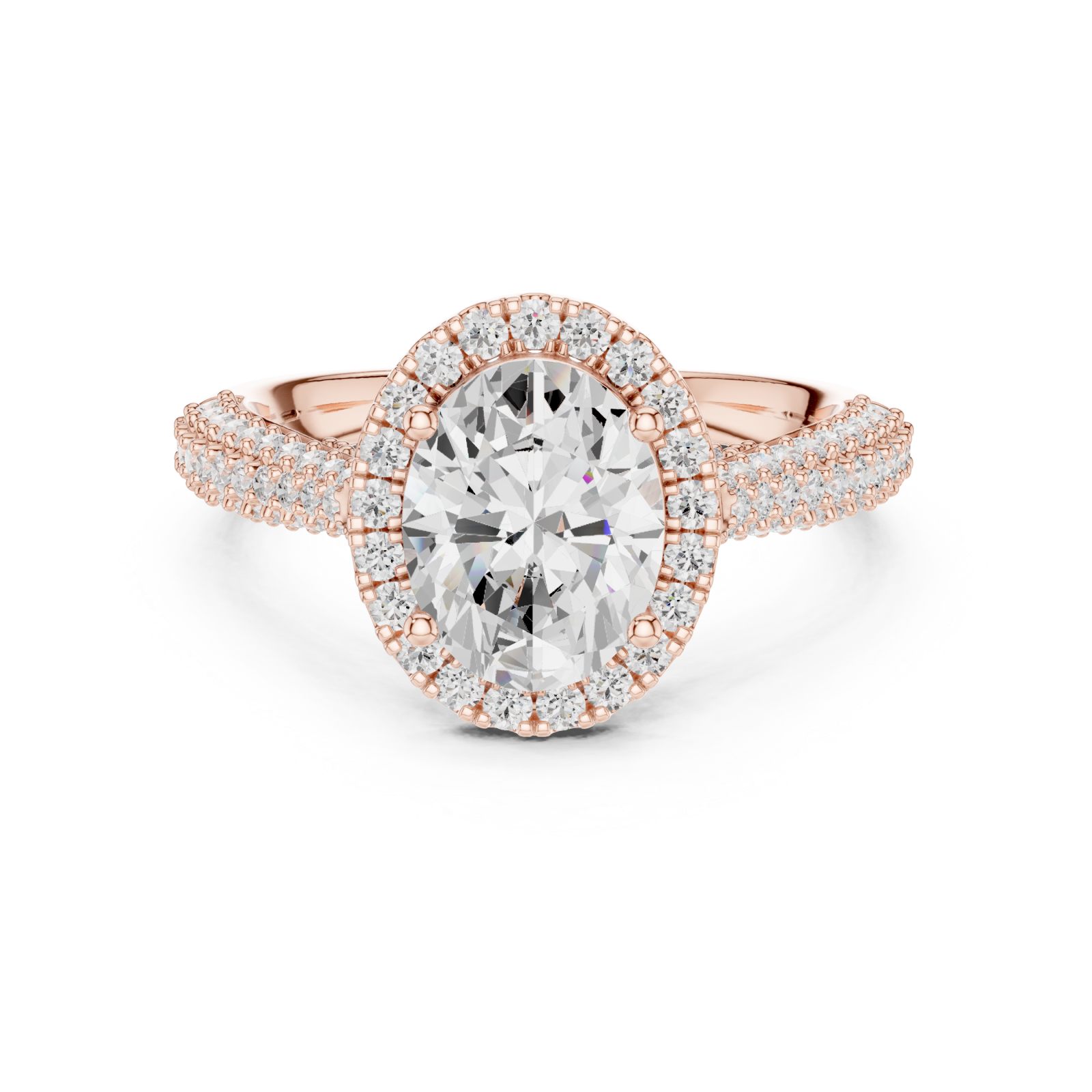  Rose Gold Celestial Halo Radiance Ring Front View