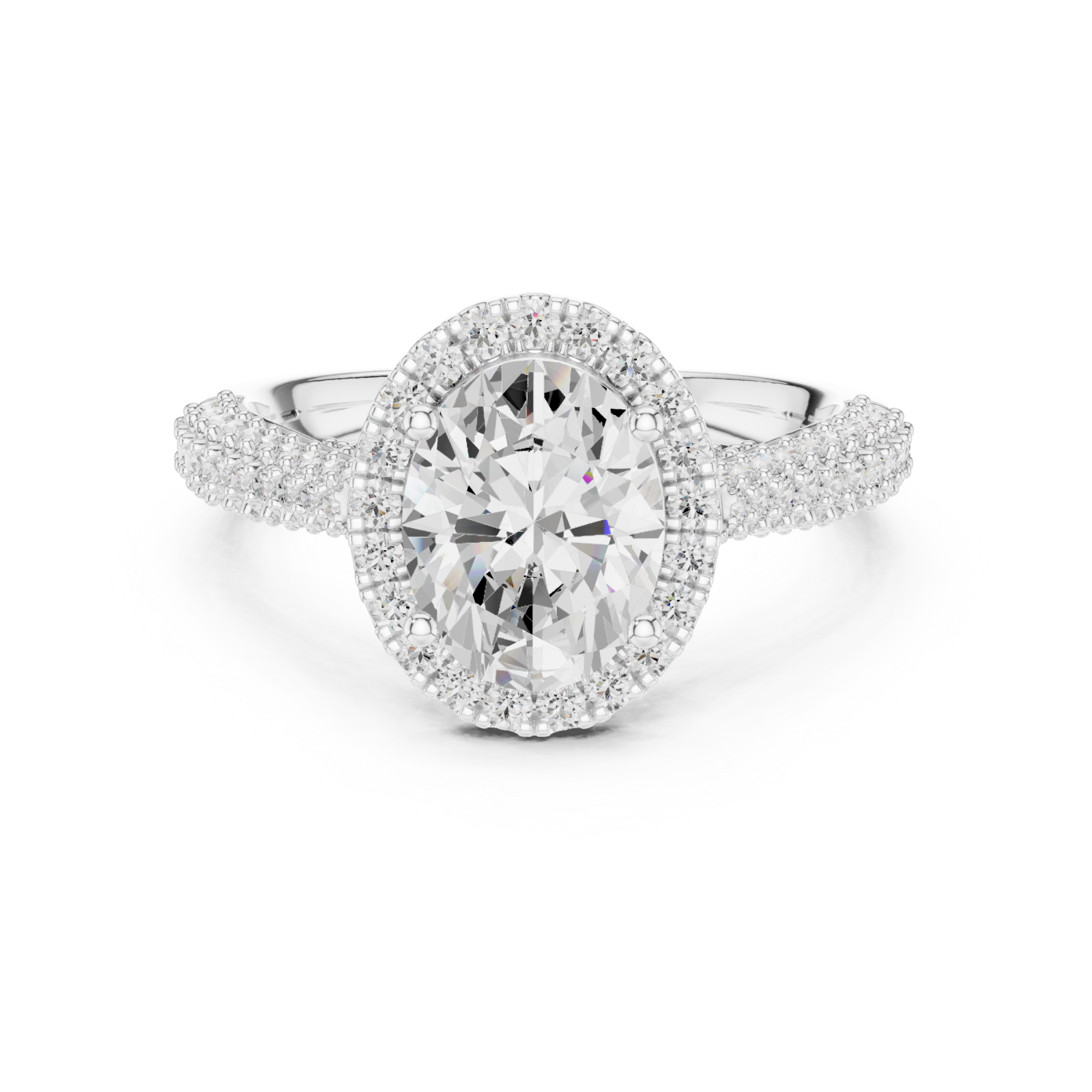  White Gold Celestial Halo Radiance Ring Front View