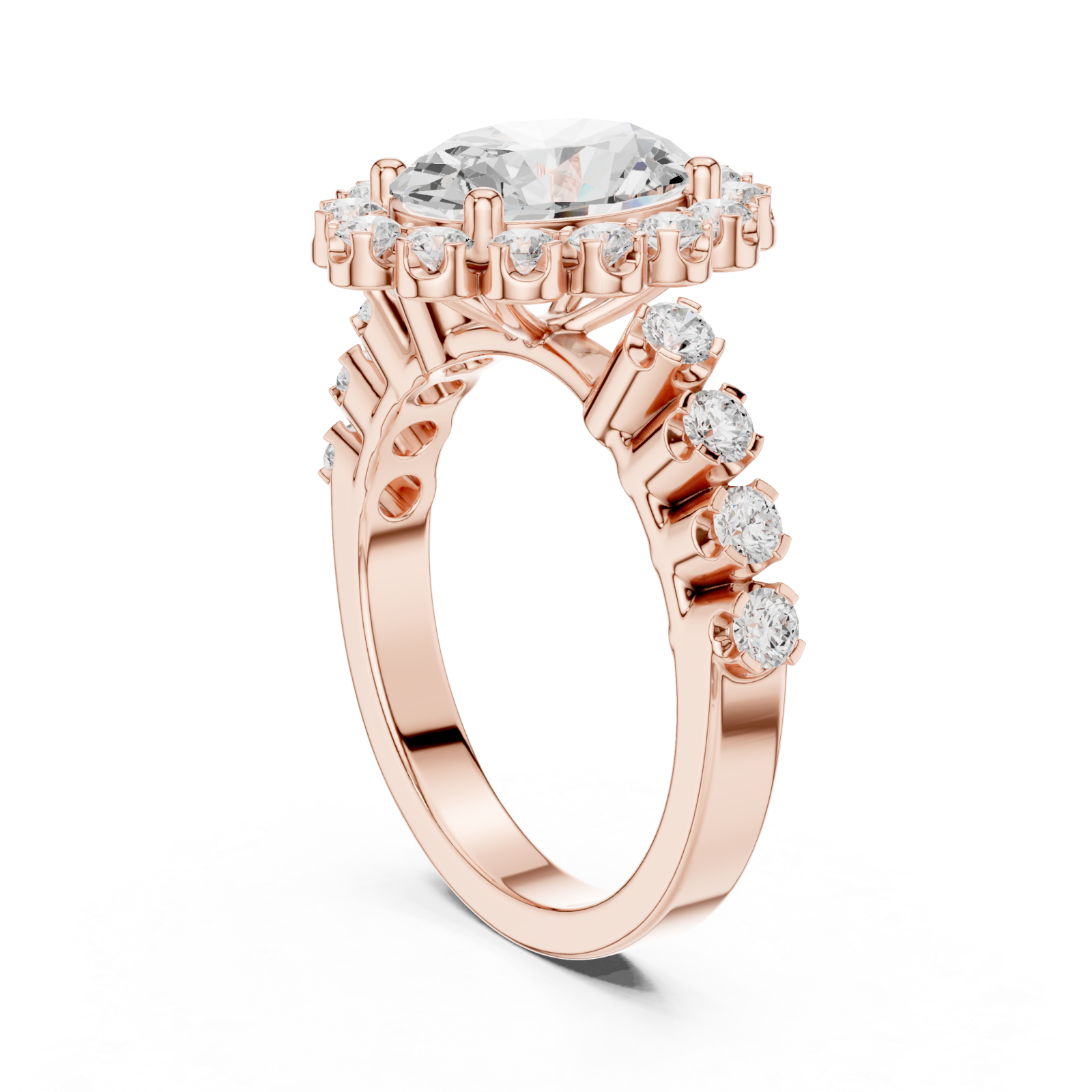  Rose Gold Opulent Embrace Regal Cluster Ring Left View