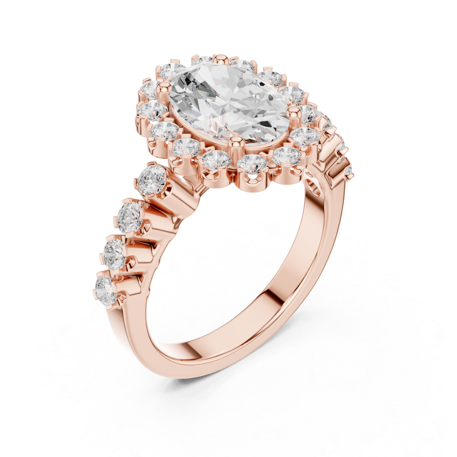  Rose Gold Opulent Embrace Regal Cluster Ring Right View