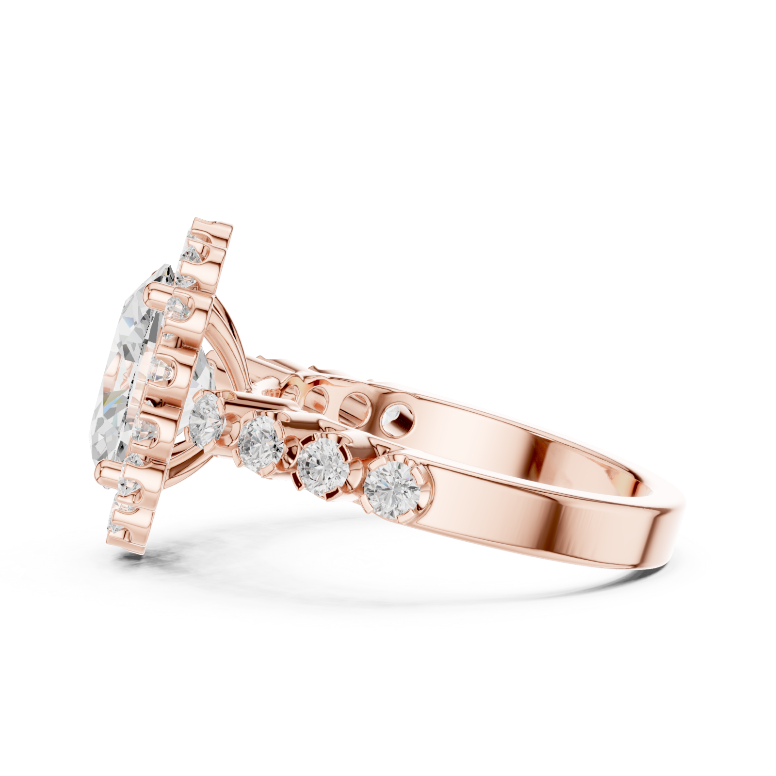  Rose Gold Opulent Embrace Regal Cluster Ring Side View