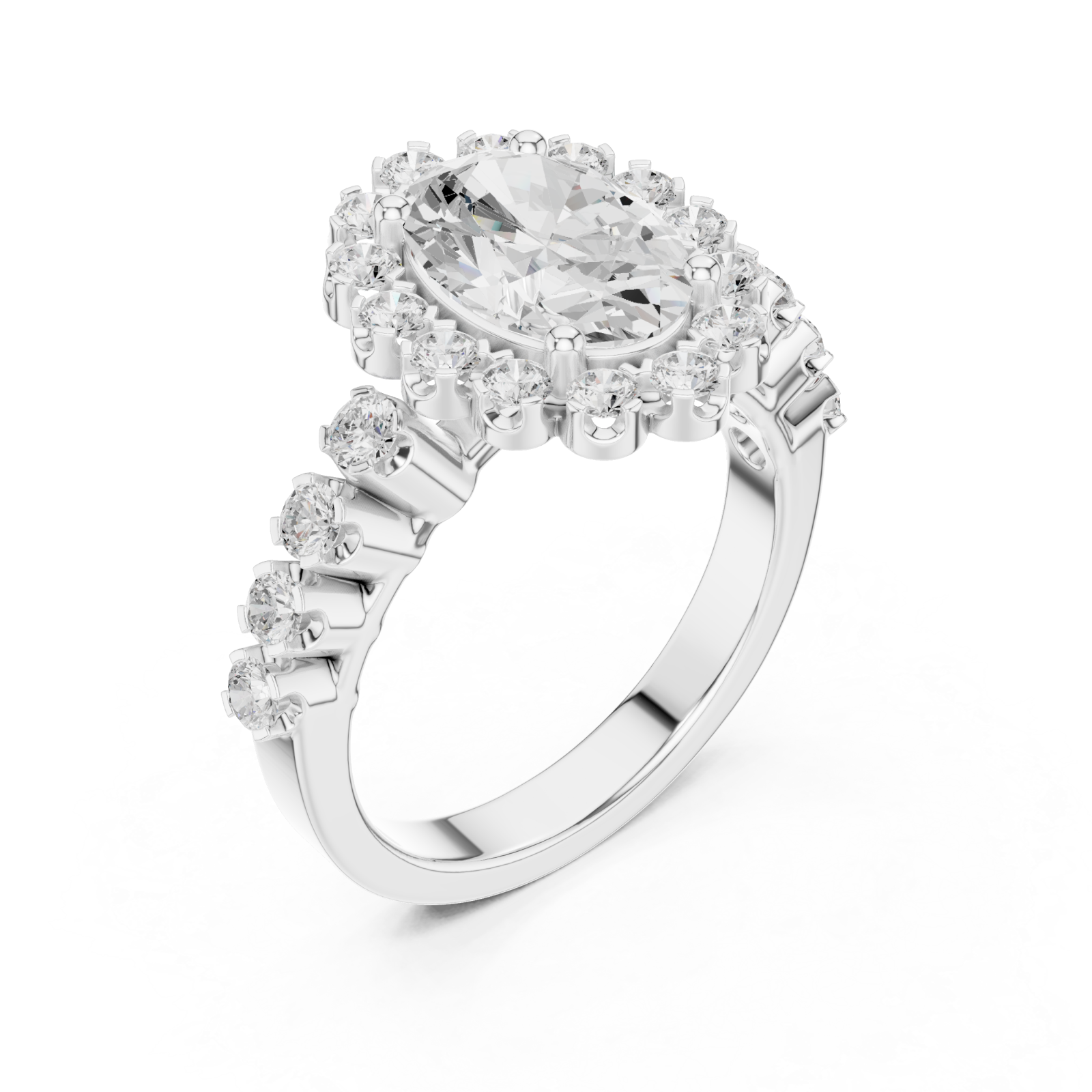  White Gold Opulent Embrace Regal Cluster Ring Right View