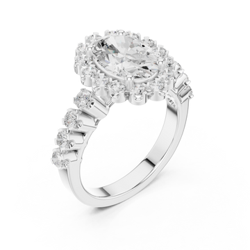  White Gold Opulent Embrace Regal Cluster Ring Right View