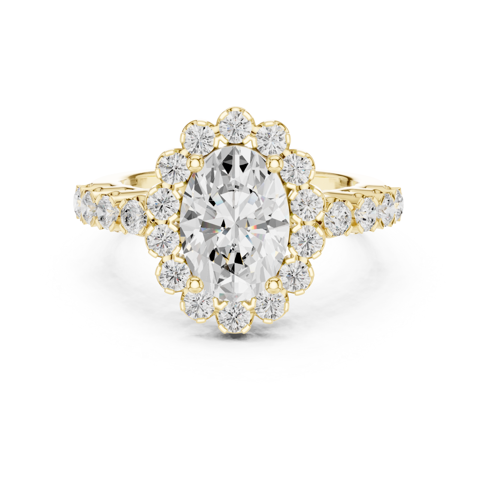  Gold Opulent Embrace Regal Cluster Ring Front View