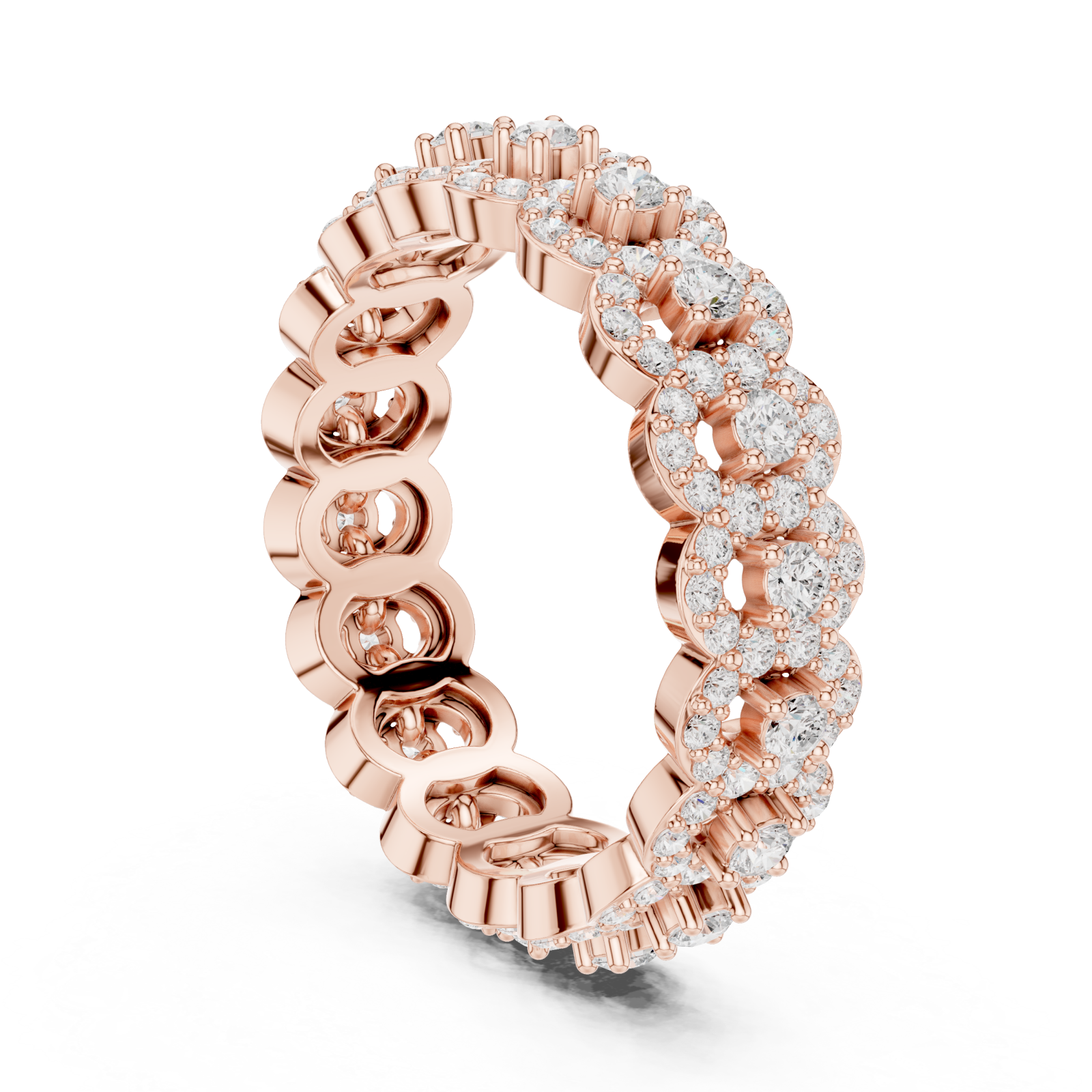  Rose Gold Celestial Grace Intertwined Bands Ring Left View