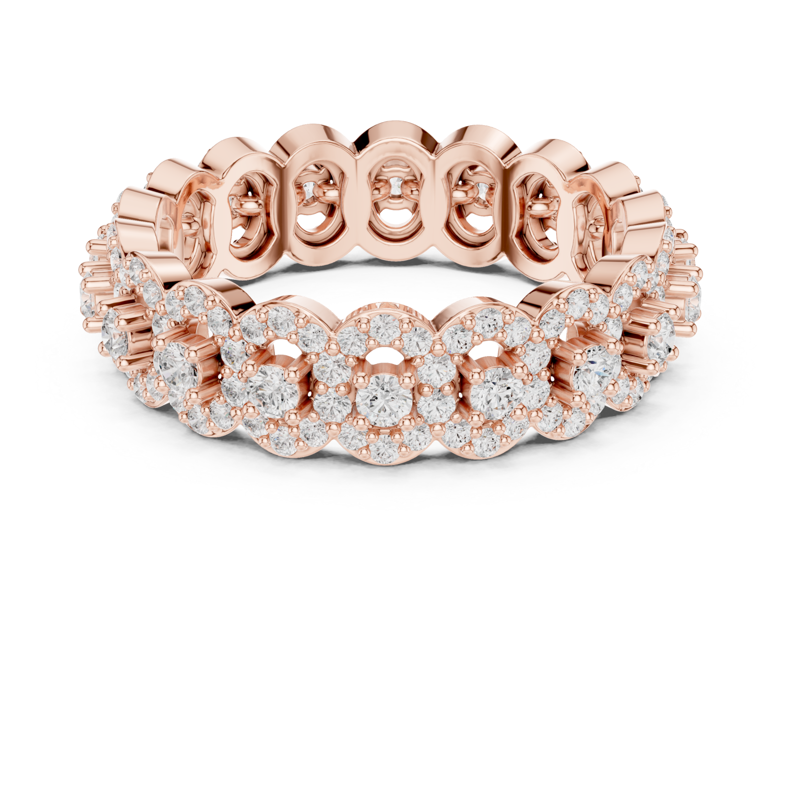  Rose Gold Celestial Grace Intertwined Bands Ring Front View