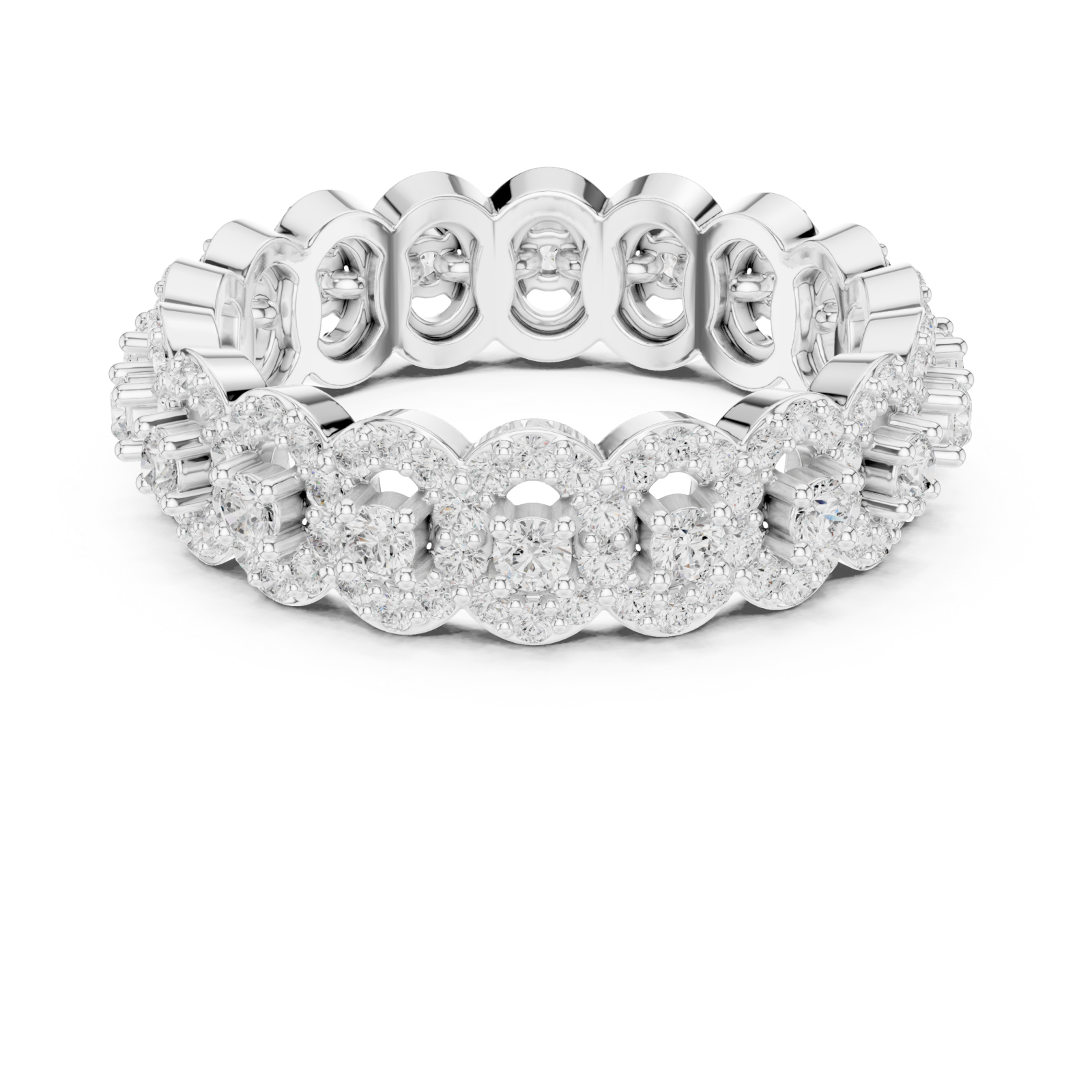  White Gold Celestial Grace Intertwined Bands Ring Front View