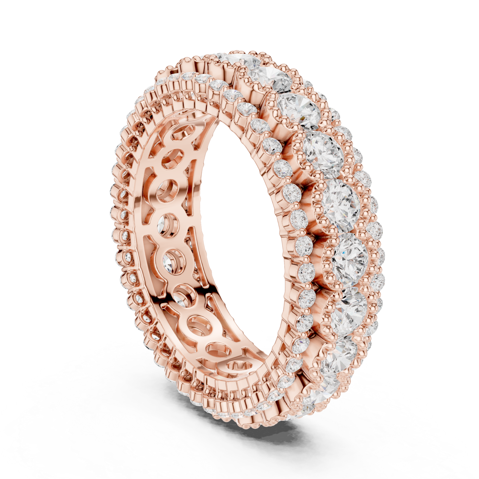  Rose Gold Waves of Light Infinity Band Ring Left View