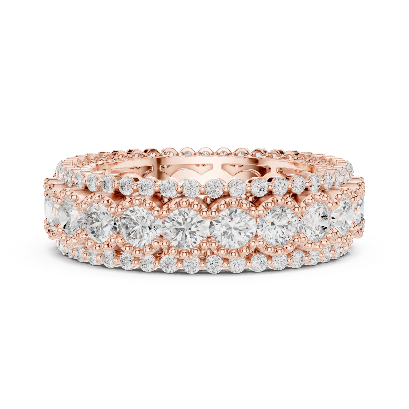  Rose Gold Waves of Light Infinity Band Ring Side View