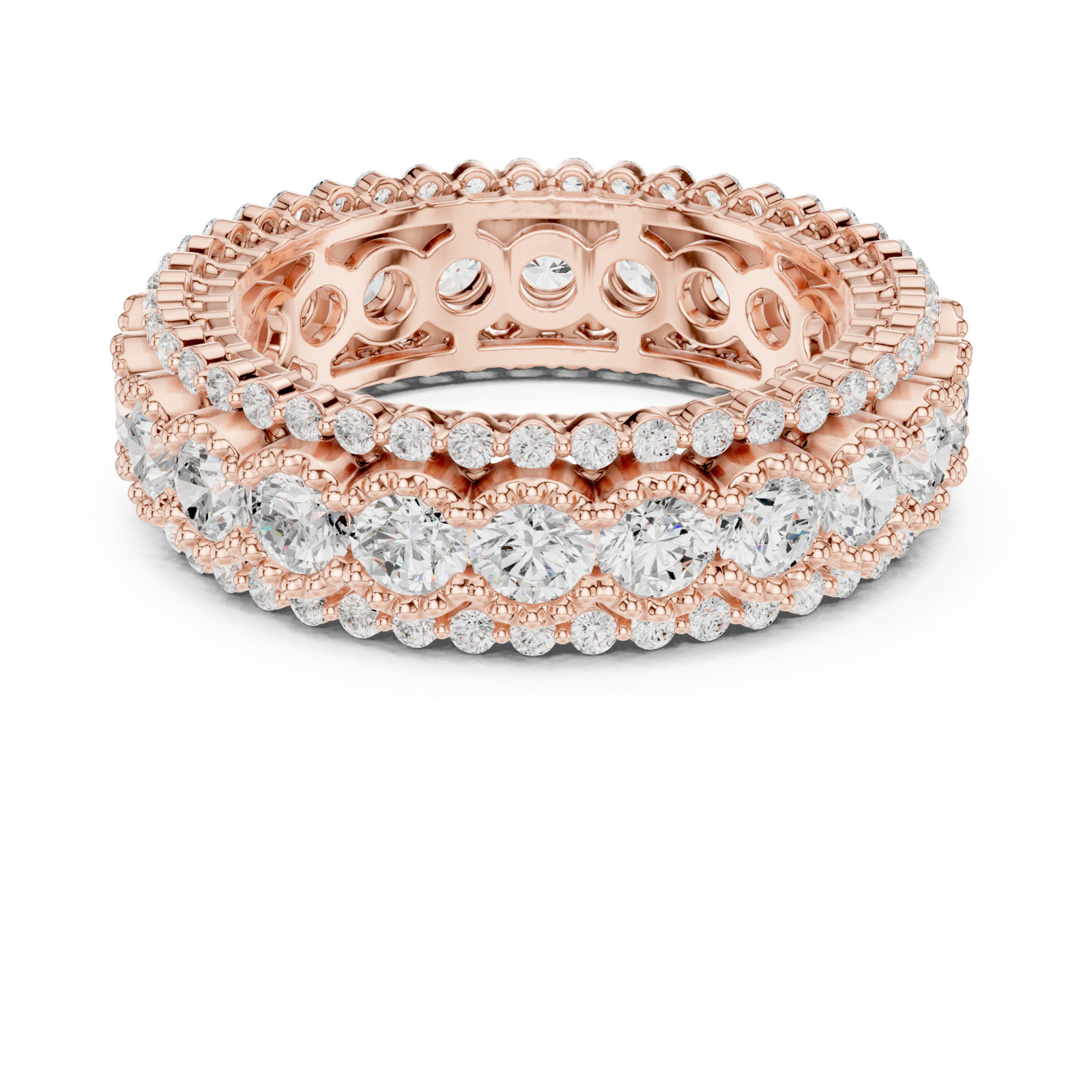  Rose Gold Waves of Light Infinity Band Ring Front View