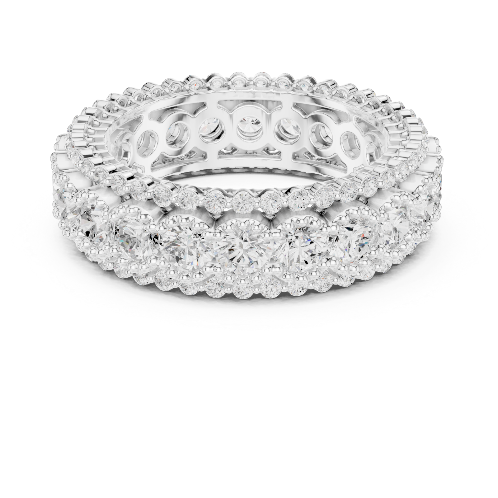 White Gold Waves of Light Infinity Band Ring Front View
