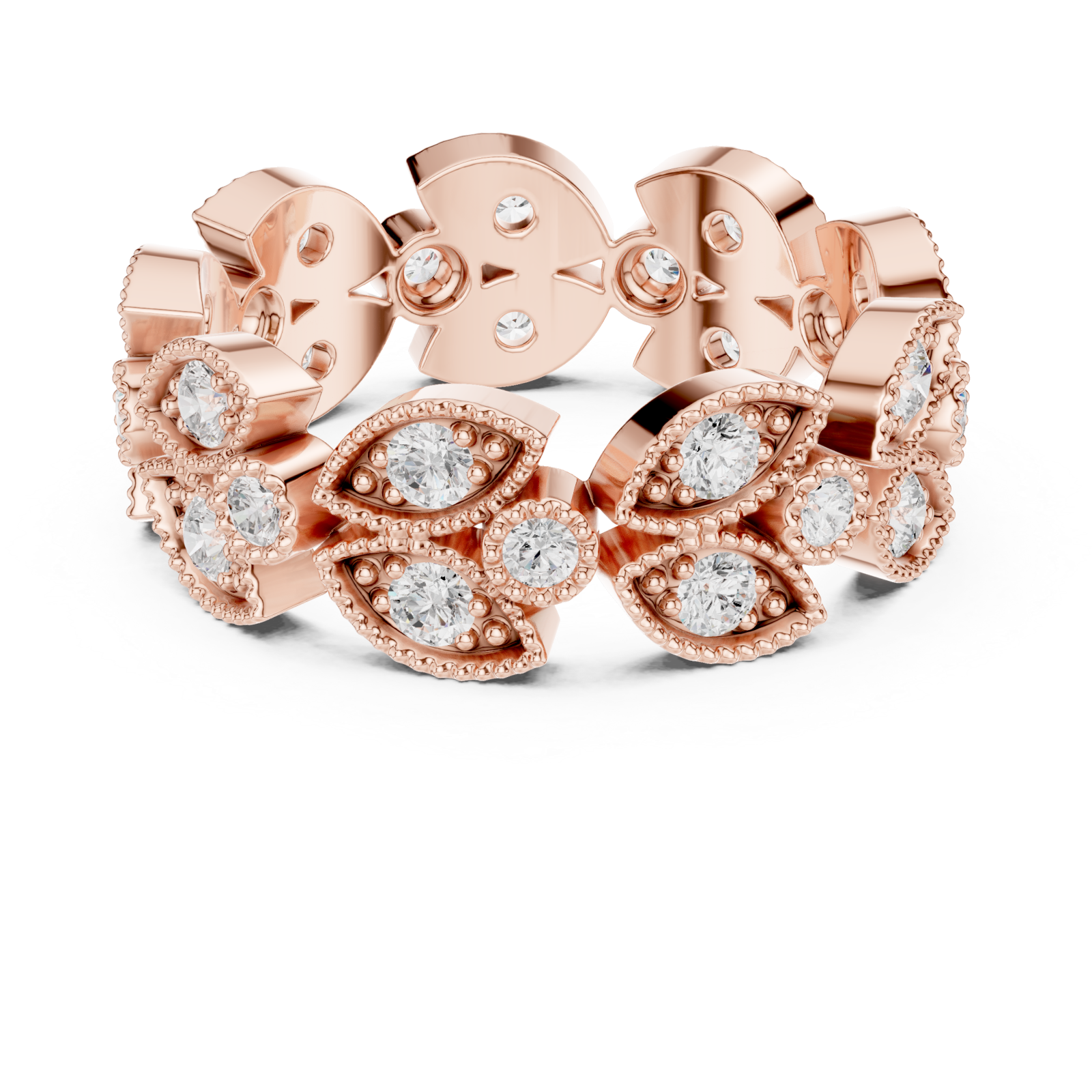  Rose Gold Muse Embrace Gem Encircle Ring Front View