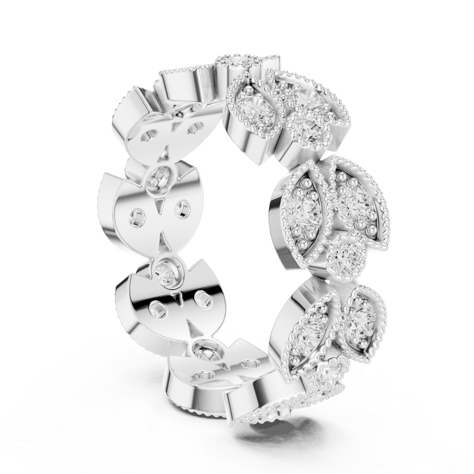  White Gold Muse Embrace Gem Encircle Ring Left View