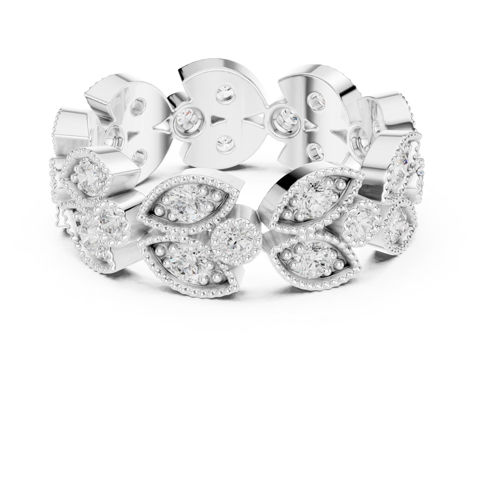  White Gold Muse Embrace Gem Encircle Ring Front View