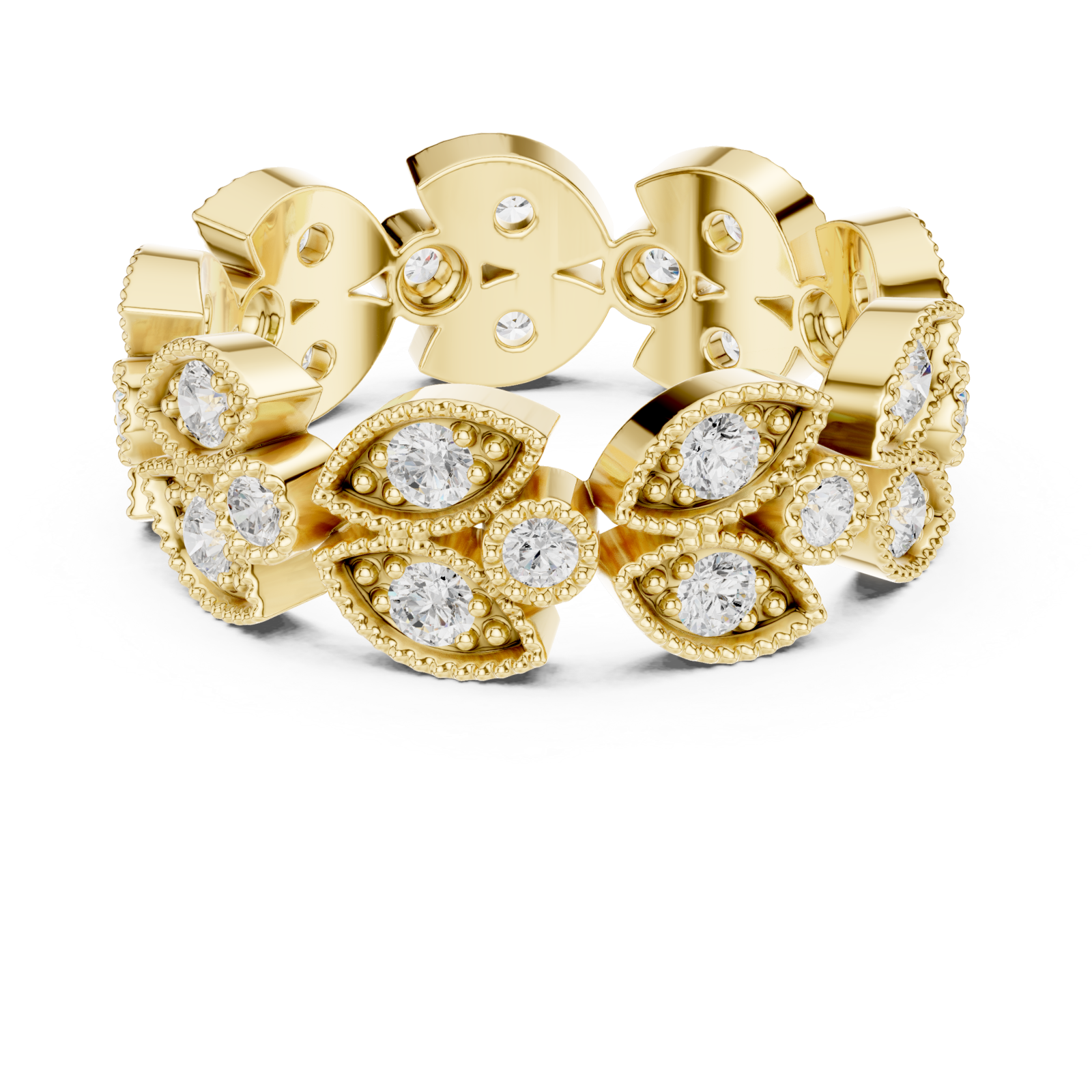  Gold Muse Embrace Gem Encircle Ring Front View