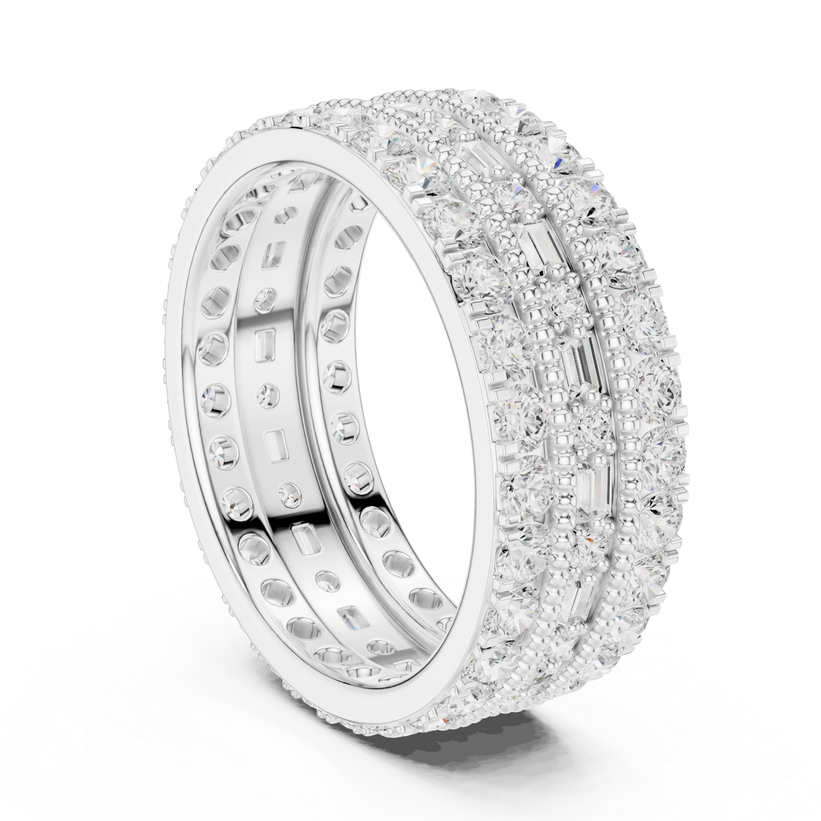  White Gold Golden Radiant Accent Band Ring Left View