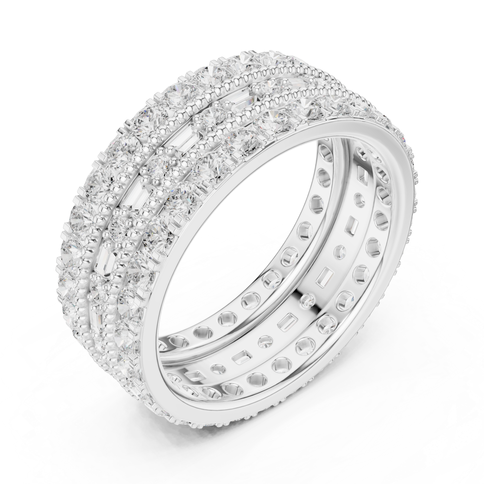  White Gold Golden Radiant Accent Band Ring Right View