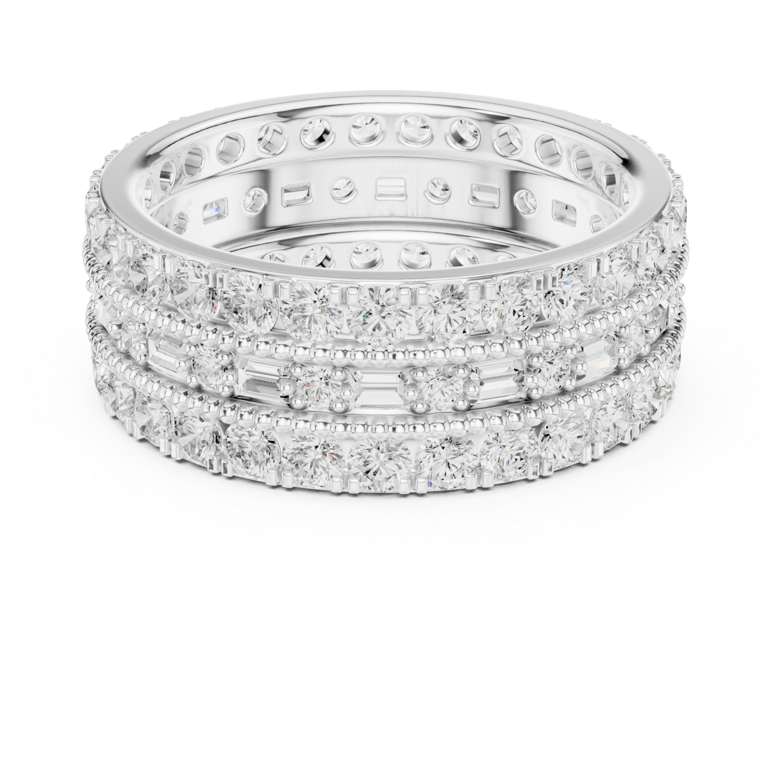  White Gold Golden Radiant Accent Band Ring Front View