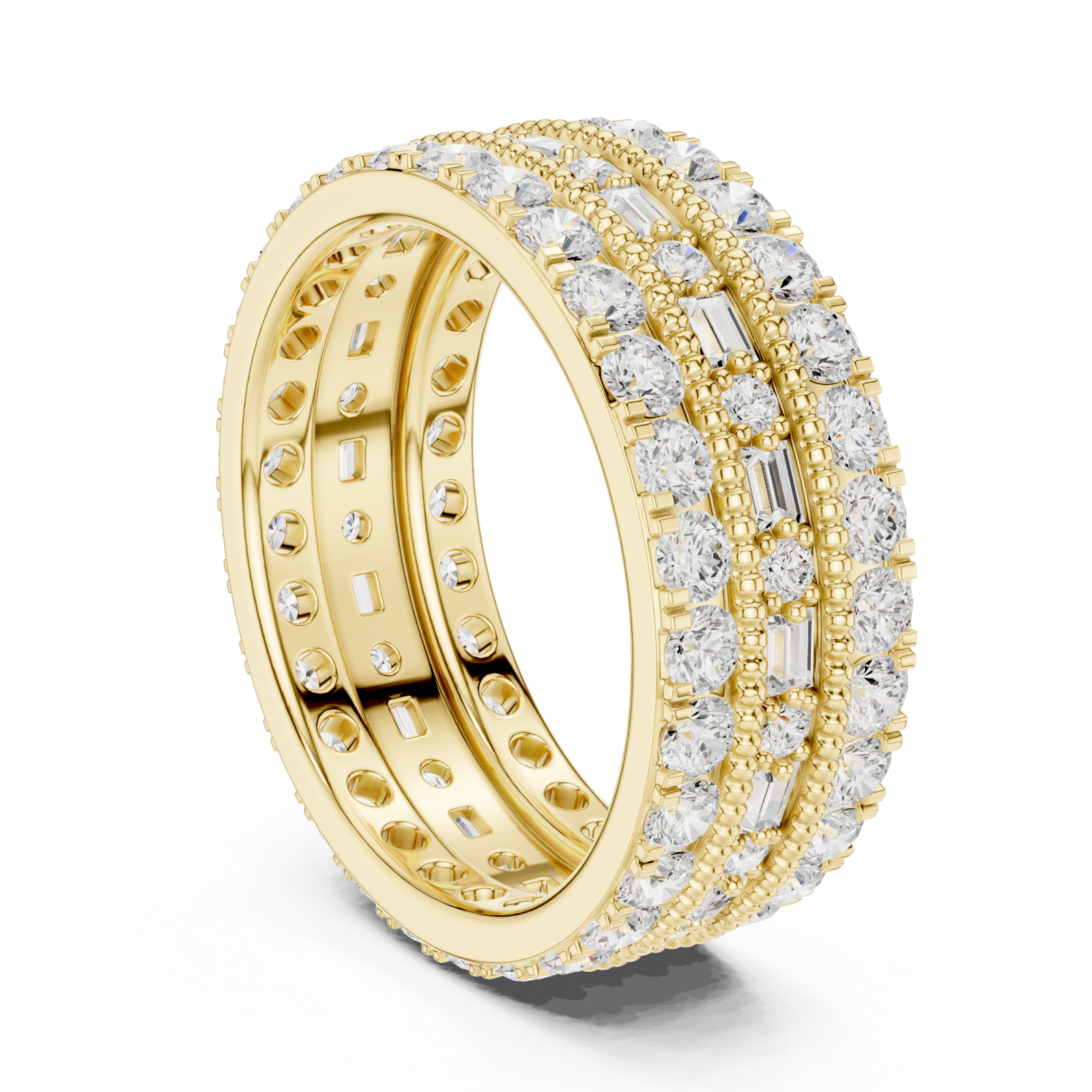  Gold Golden Radiant Accent Band Ring Left View