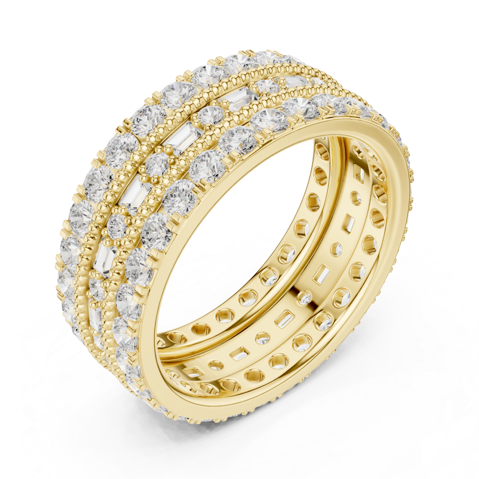 Gold Golden Radiant Accent Band Ring Right View