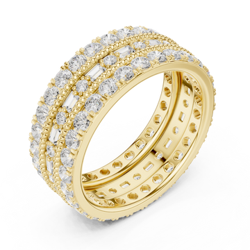 Gold Golden Radiant Accent Band Ring Right View