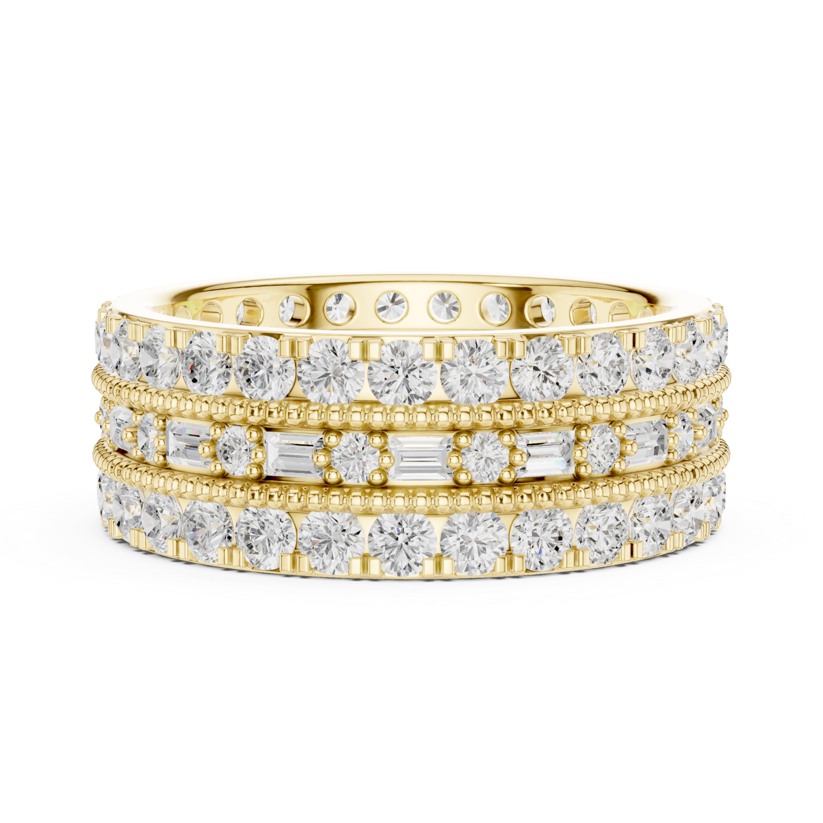  Gold Golden Radiant Accent Band Ring Side View
