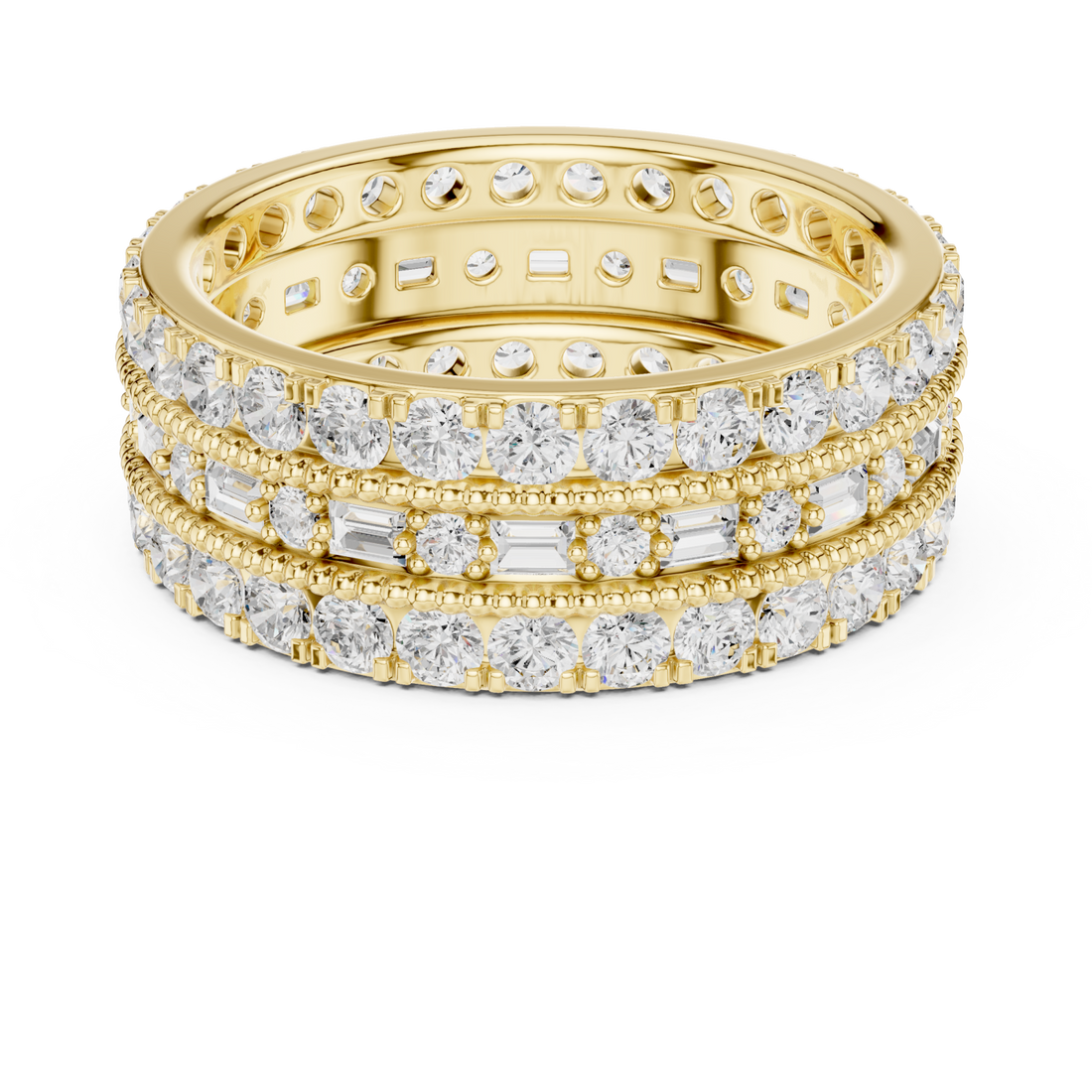 Gold Golden Radiant Accent Band Ring Right View
