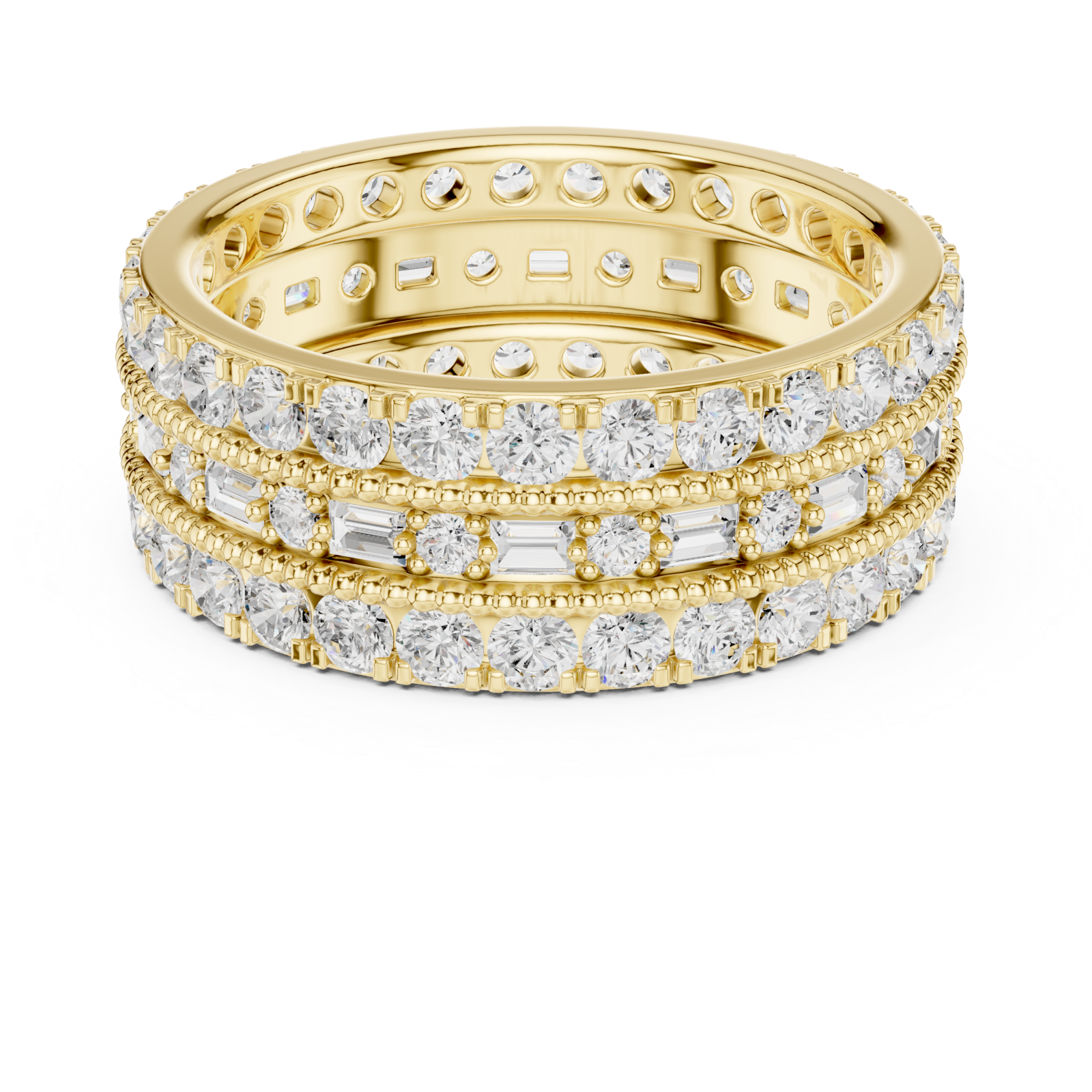  Gold Golden Radiant Accent Band Ring Front View