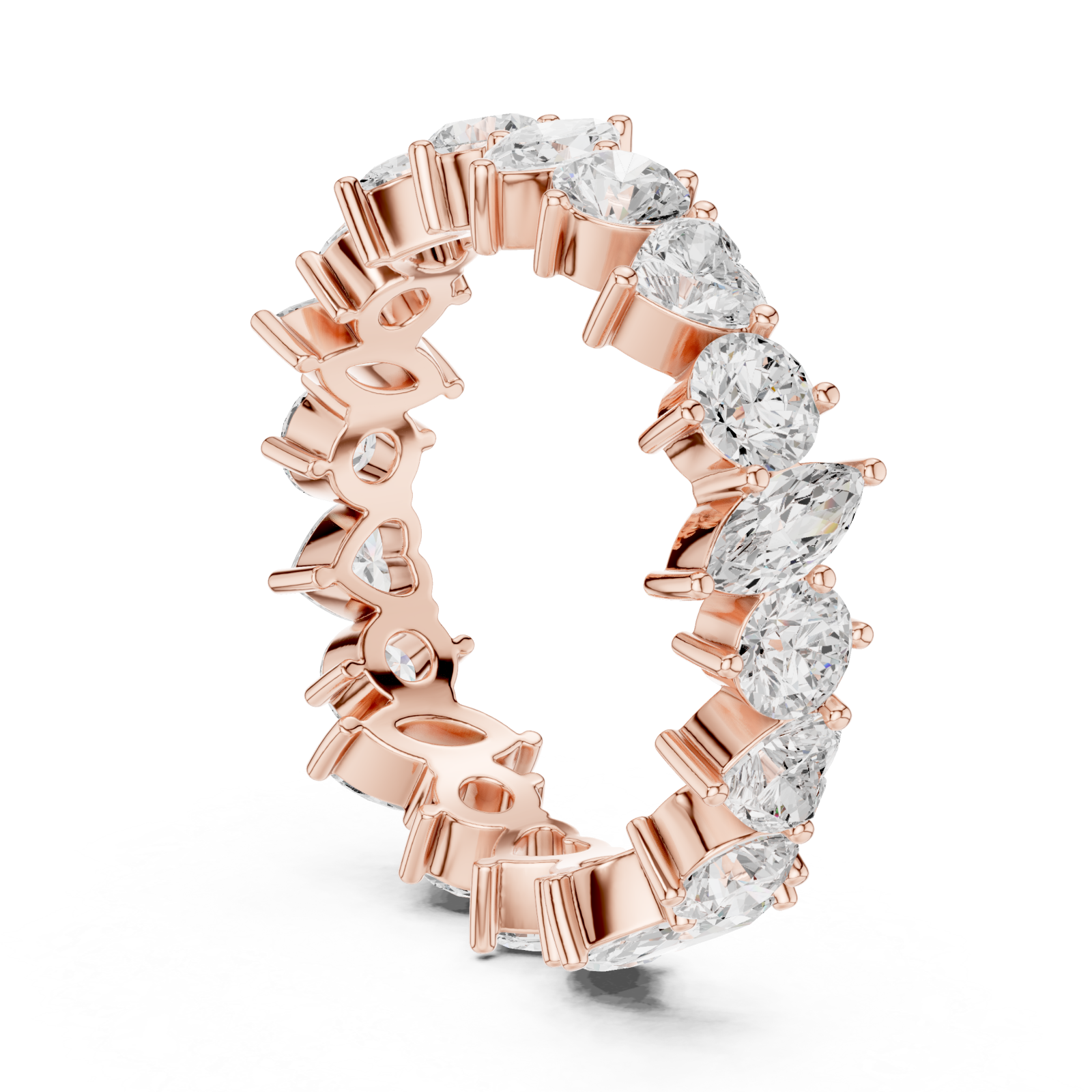 Rose Gold Radiant Crown Embrace Eternity Band Ring Left View