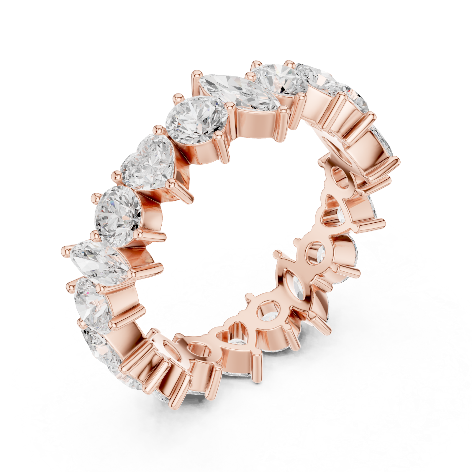  Rose Gold Radiant Crown Embrace Eternity Band Ring Right View