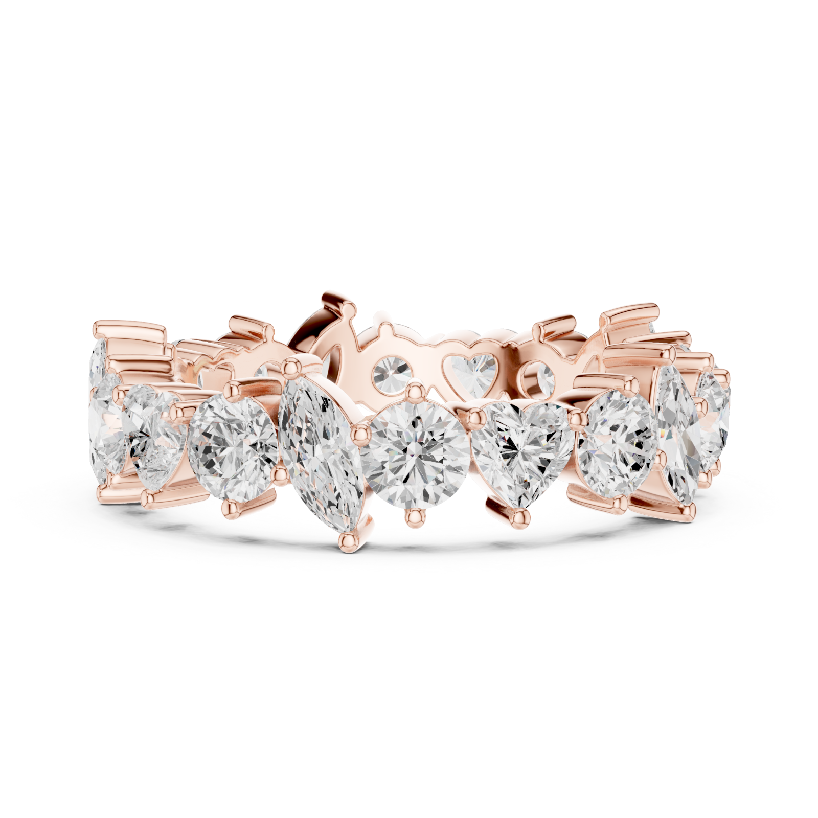  Rose Gold Radiant Crown Embrace Eternity Band Ring Side View