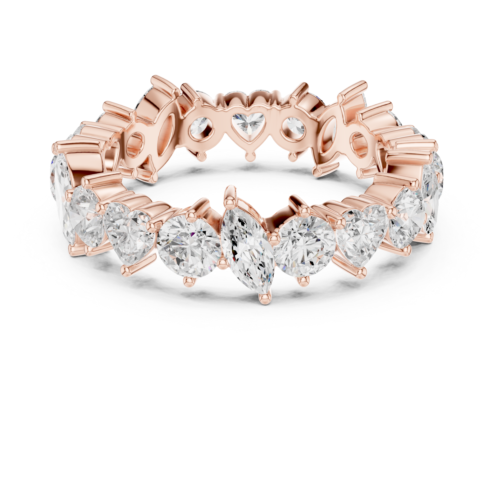  Rose Gold Radiant Crown Embrace Eternity Band Ring Front View