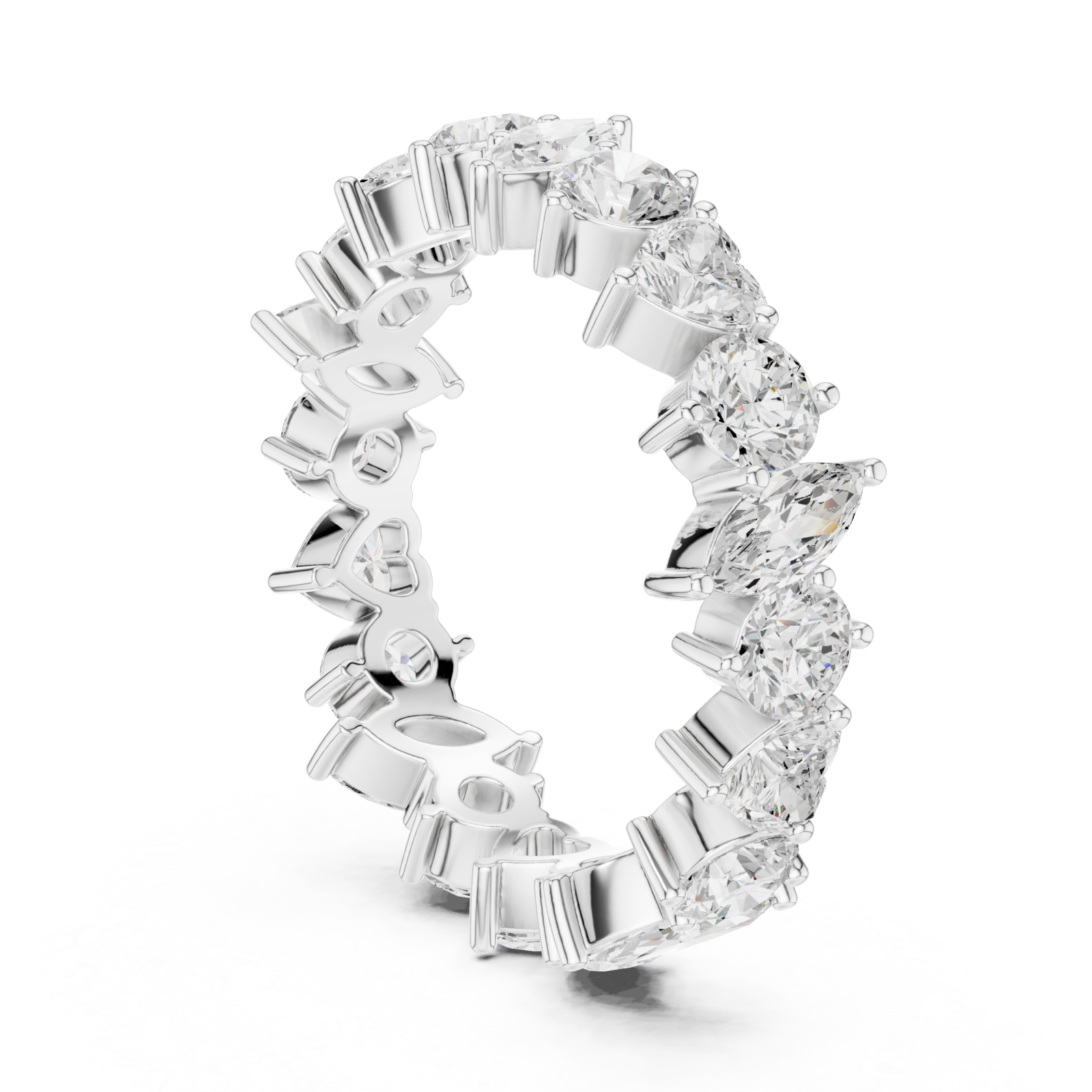  White Gold Radiant Crown Embrace Eternity Band Ring Left View